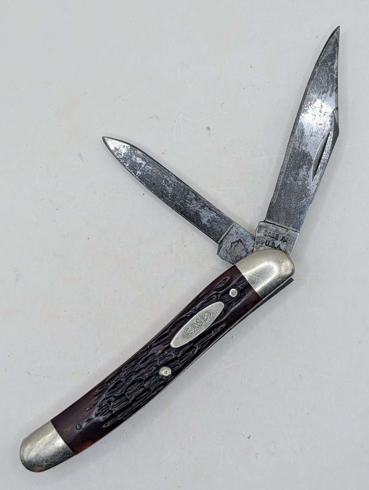 Vintage 1965-1969 Case XX USA 62087? Serpentine Jack 2 Blade Jigged Red Bone