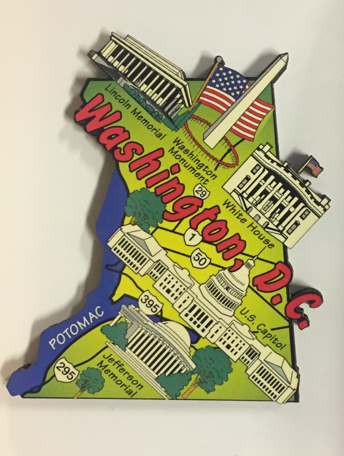 Washington D C Paper Laser Artwood Magnet