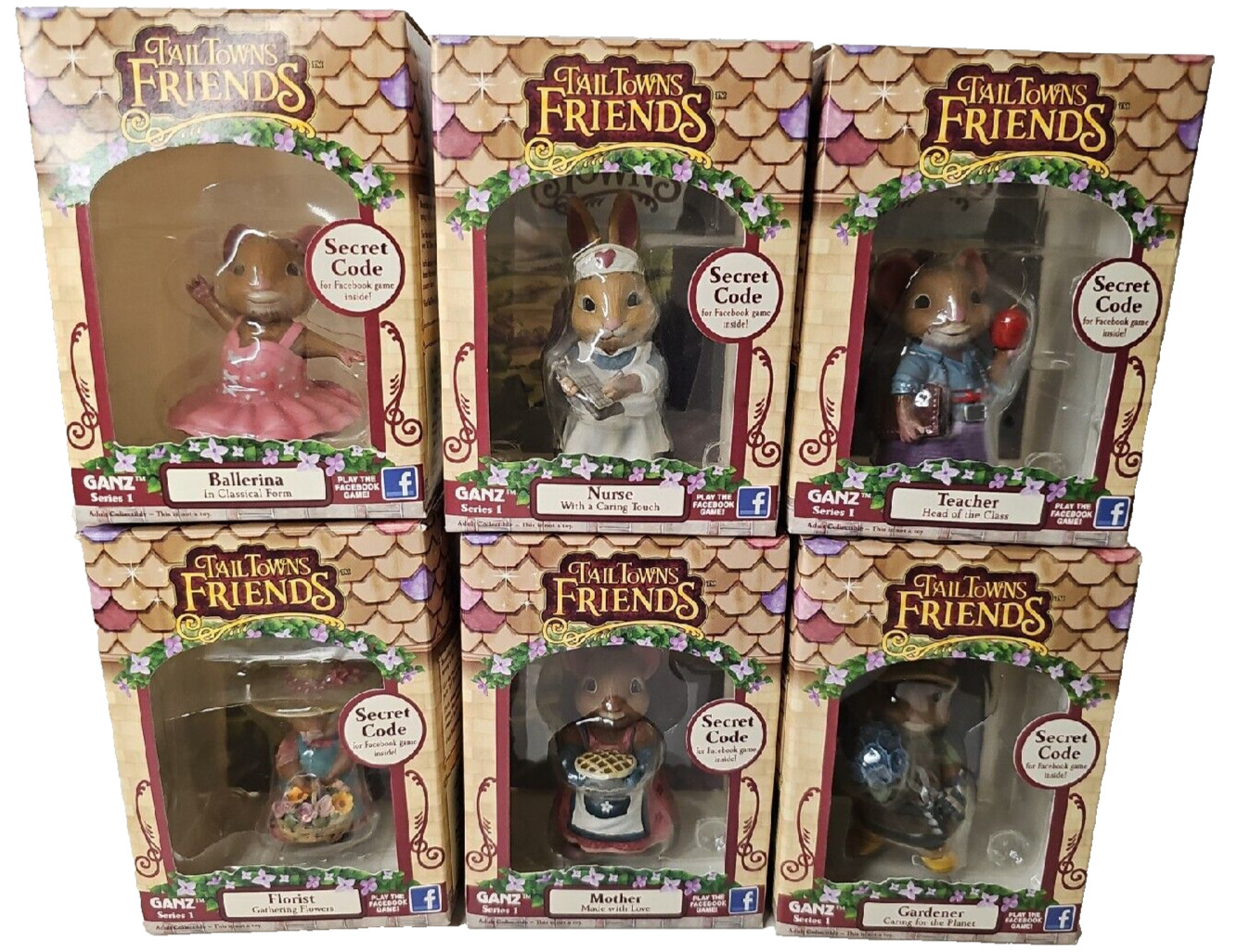Ganz Tail Towns Friends Series 1 Adult Collectible Figurines Lot of 6 New