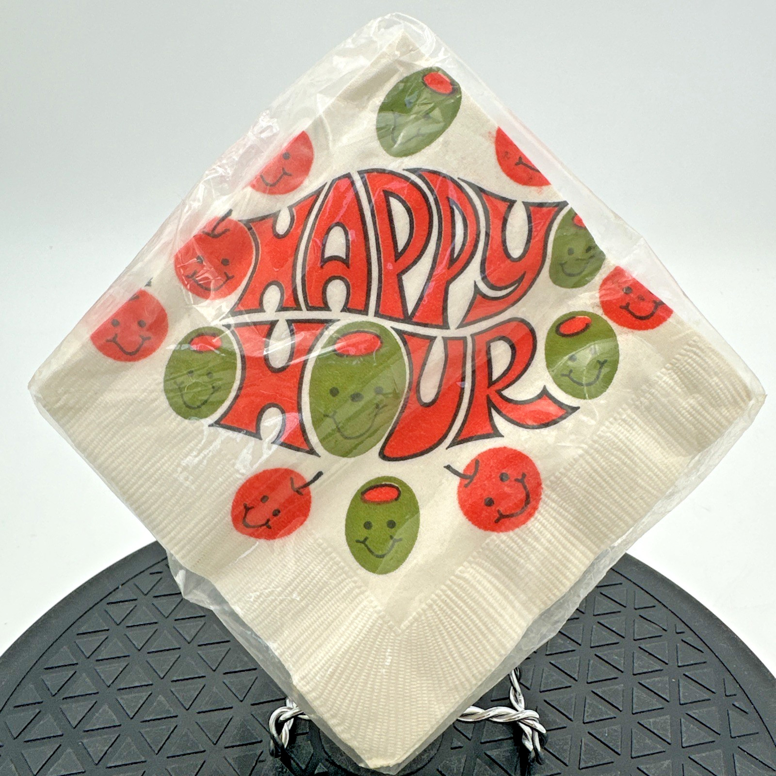 Vintage MCM Tuttle Press Martini Olive Cocktail Napkins Groovy Happy Hour NEW