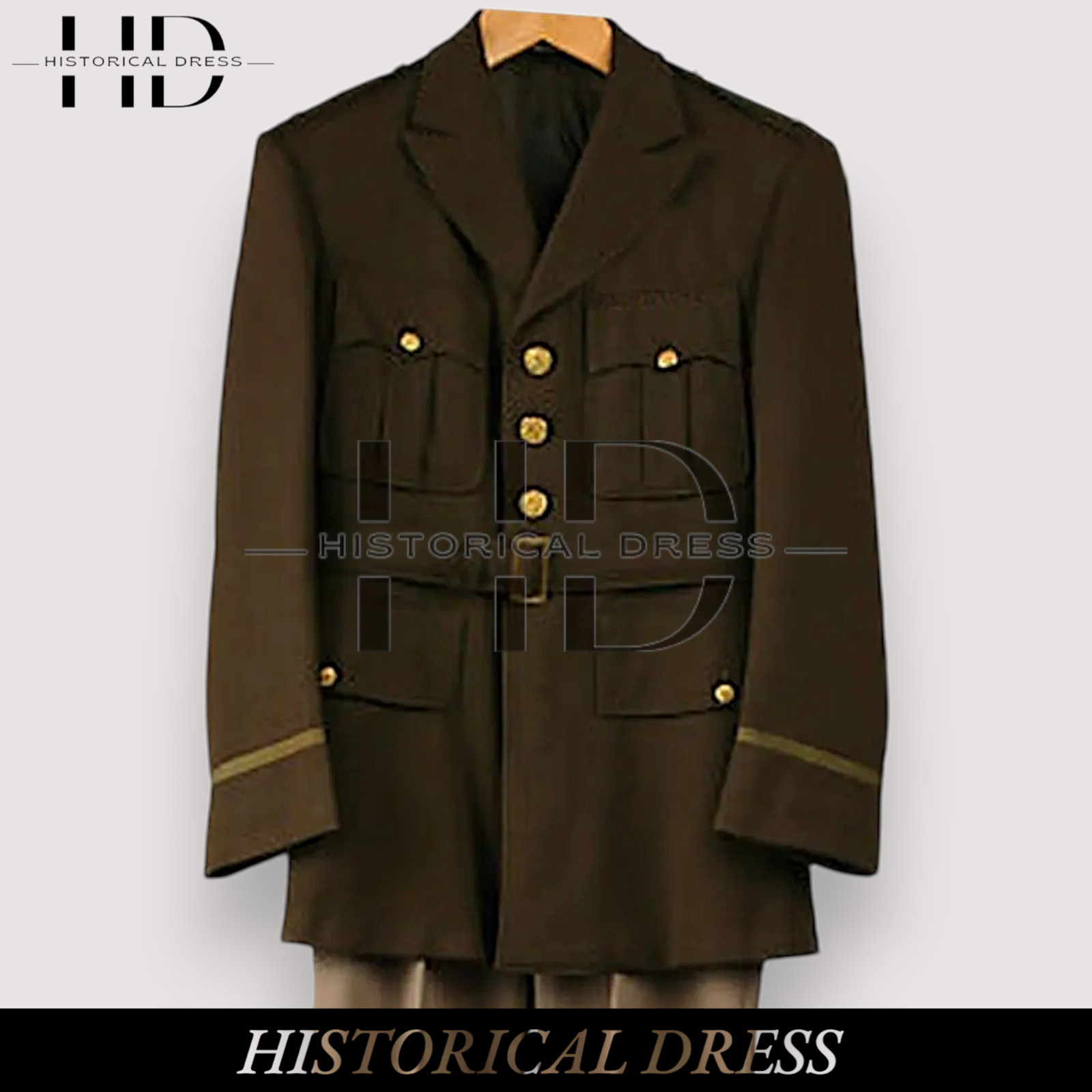 WWII 1941 US Officer Uniform | Brown Wool Military Jacket WW2 Army Coat WWII 1941 US Officer Uniform | Brown Wool Military Jacket WW2 Army Coat