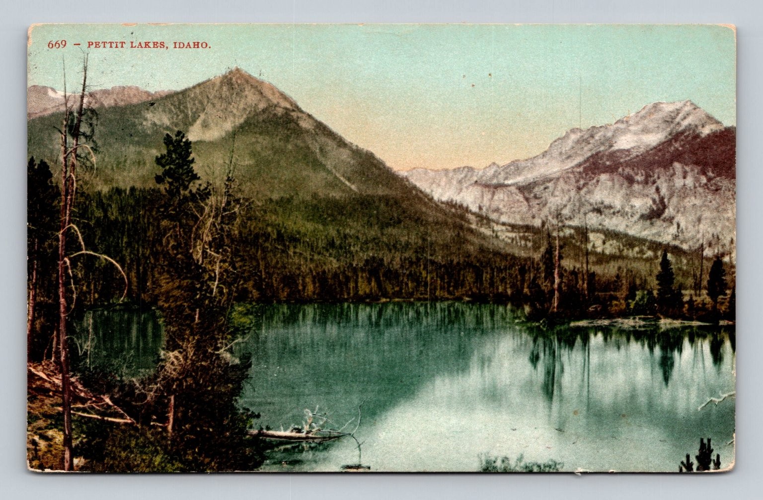 1908 Pettit Lakes Idaho Postcard Mountains Lake Edward H Mitchell Publisher