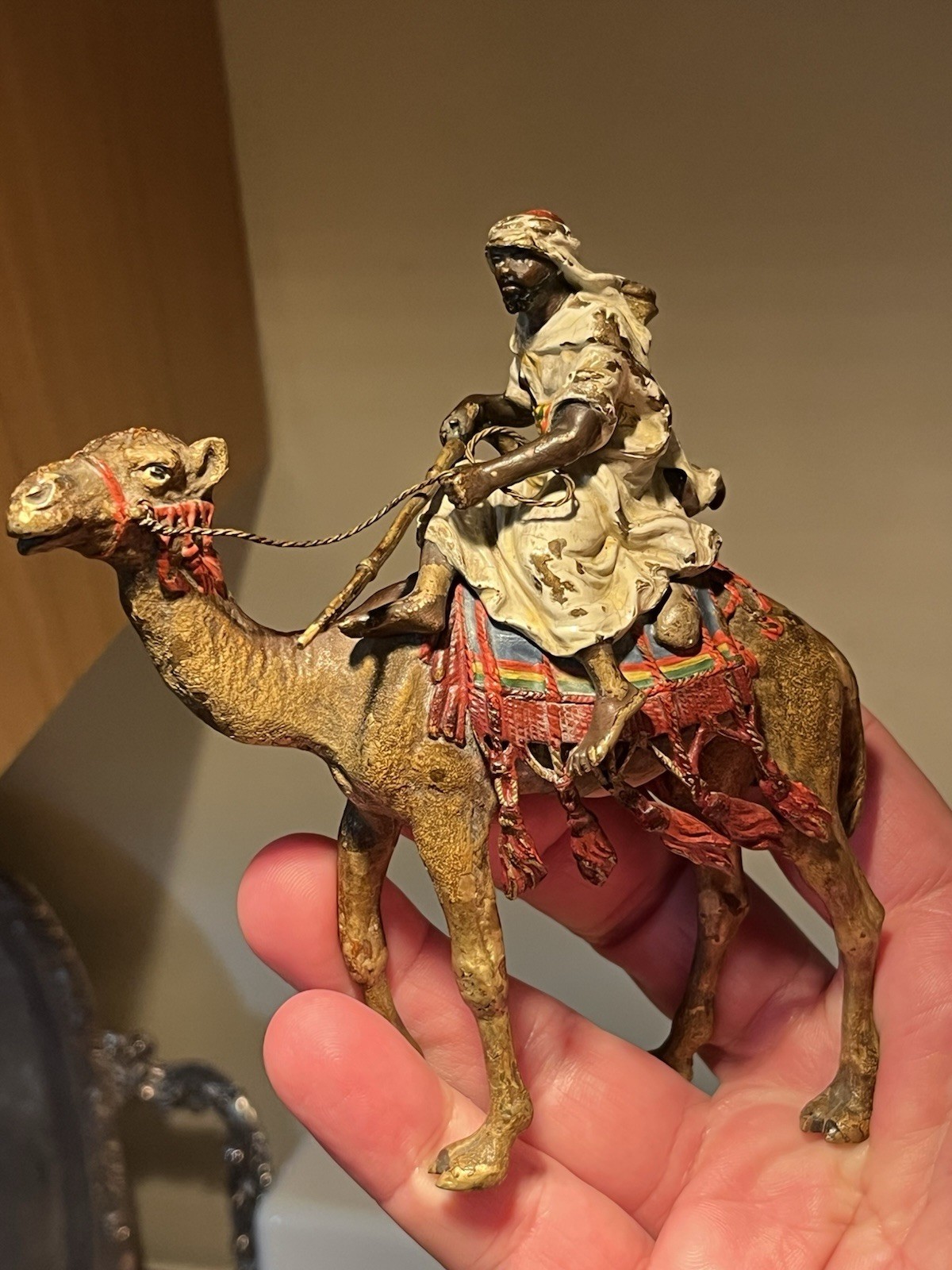 FRANZ XAVIER BERGMAN (AUSTRIA, 1861-1936) Coldpainted Man on a Camel Bronze FRANZ XAVIER BERGMAN (AUSTRIA, 1861-1936) Coldpainted Man on a Camel Bronze