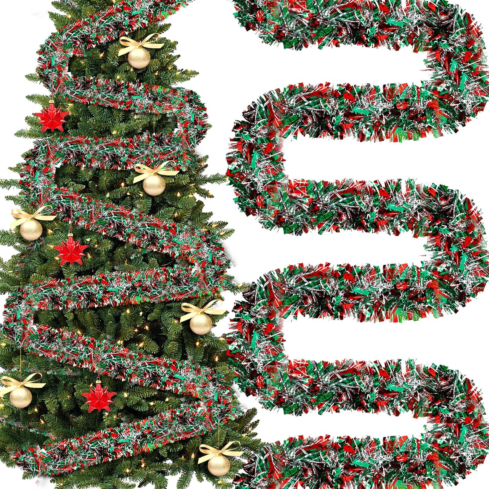 Craftsatin 295 Feet Mardi Gras Tinsel Garland Metallic Tinsel Garland Glitter Craftsatin 295 Feet Mardi Gras Tinsel Garland Metallic Tinsel Garland Glitter
