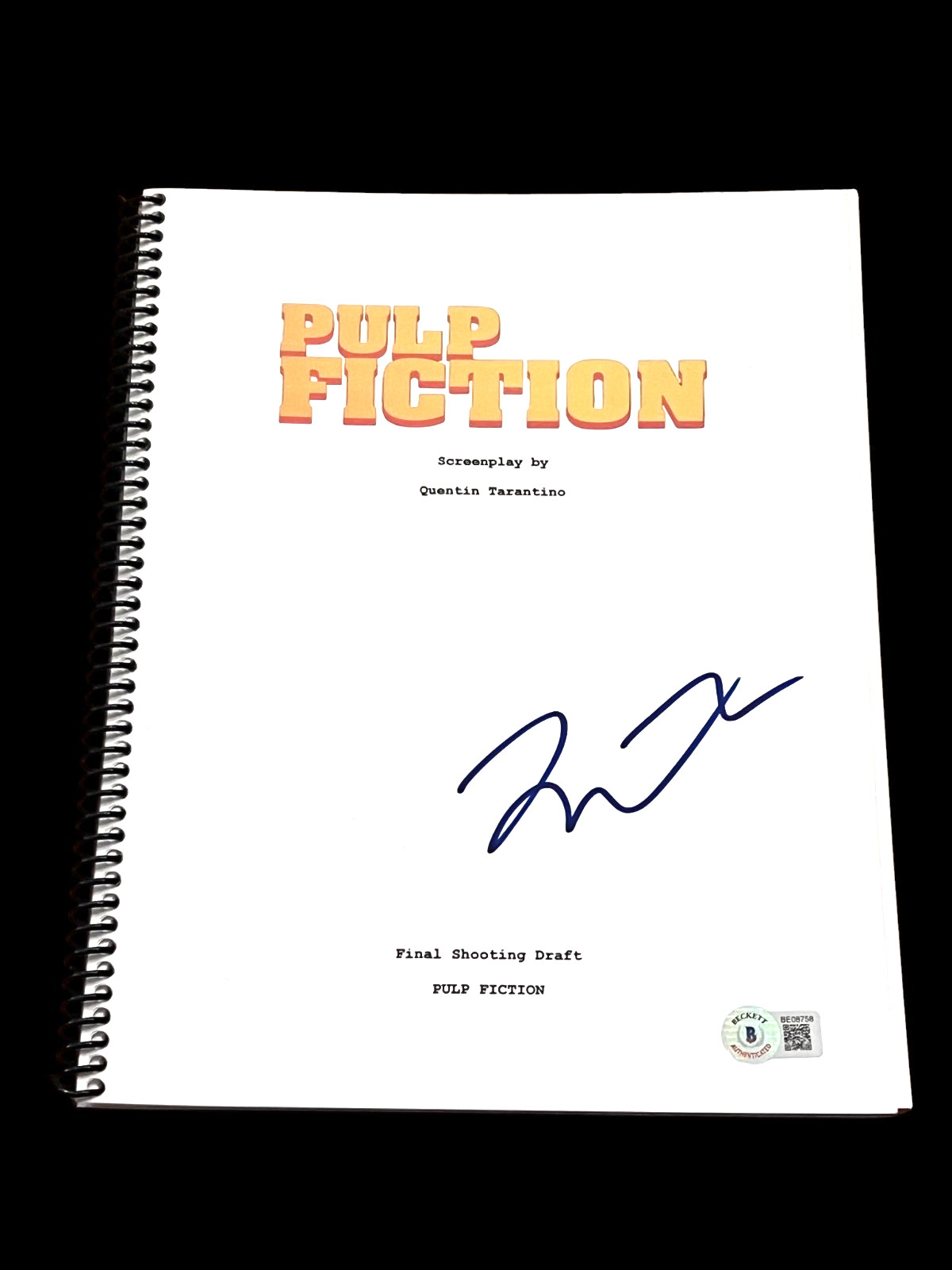 QUENTIN TARANTINO SIGNED AUTOGRAPH MOVIE SCRIPT PULP FICTION BECKETT BAS COA E