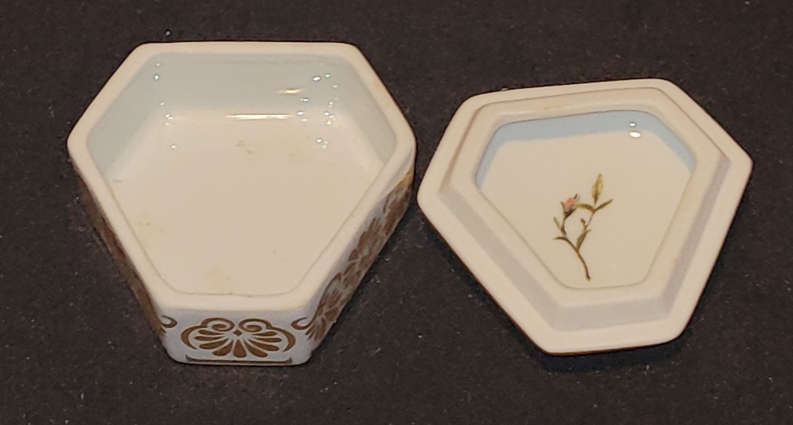 Vintage Porcelain Empress Josephine Garden Porcelain Trinket Box 1980