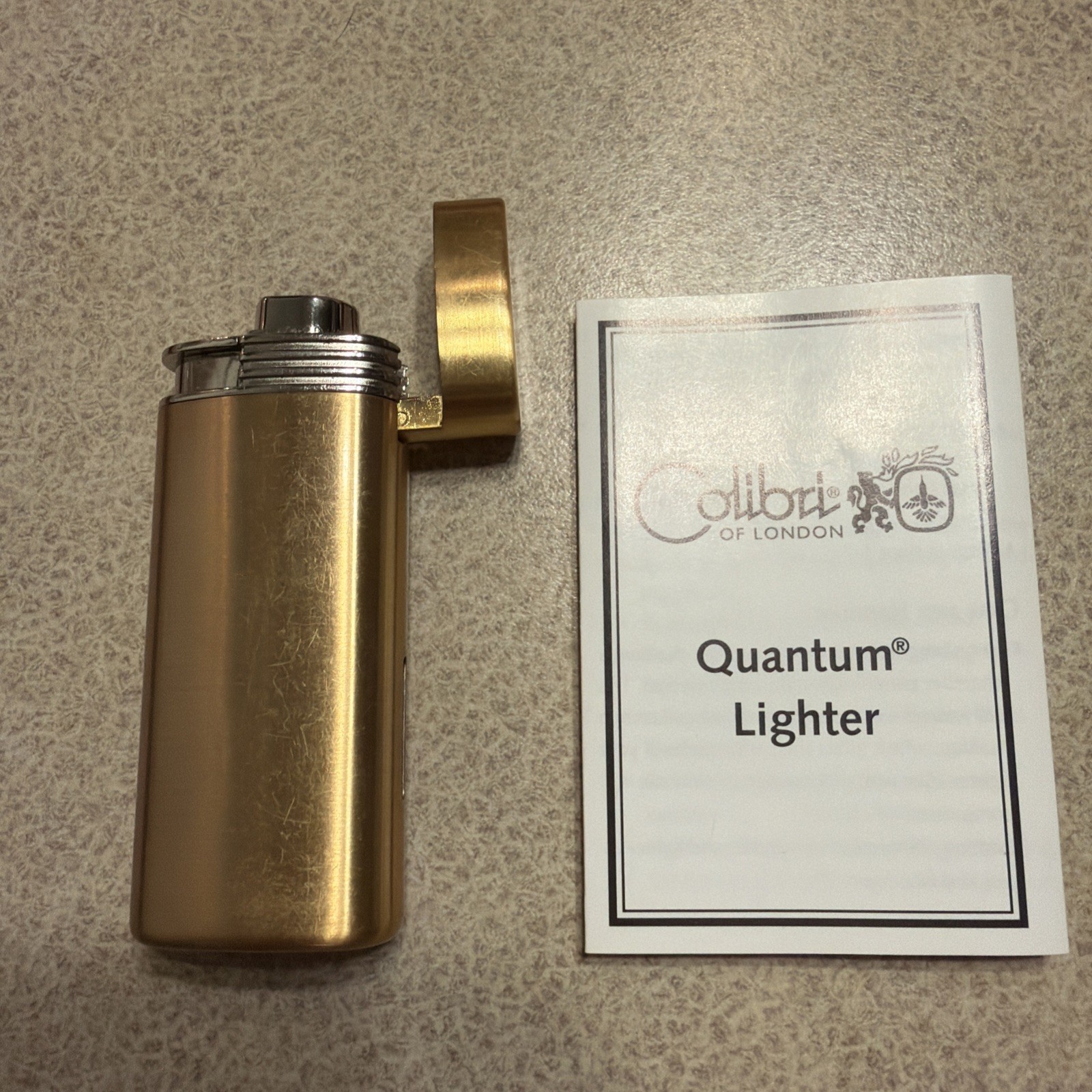 Vintage Colibri Quantum Gold tone Lighter W/manual