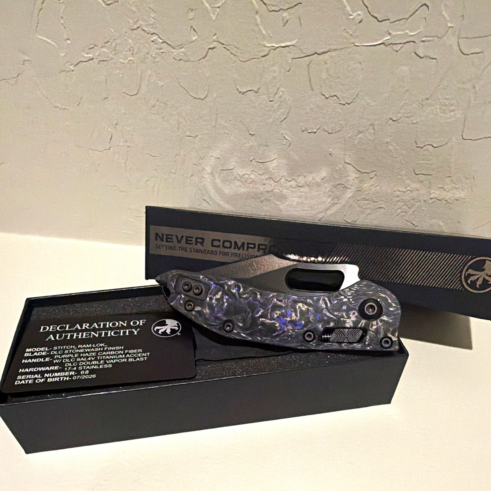 Microtech Ram-Lok Stitch Purple Haze Carbon Fiber