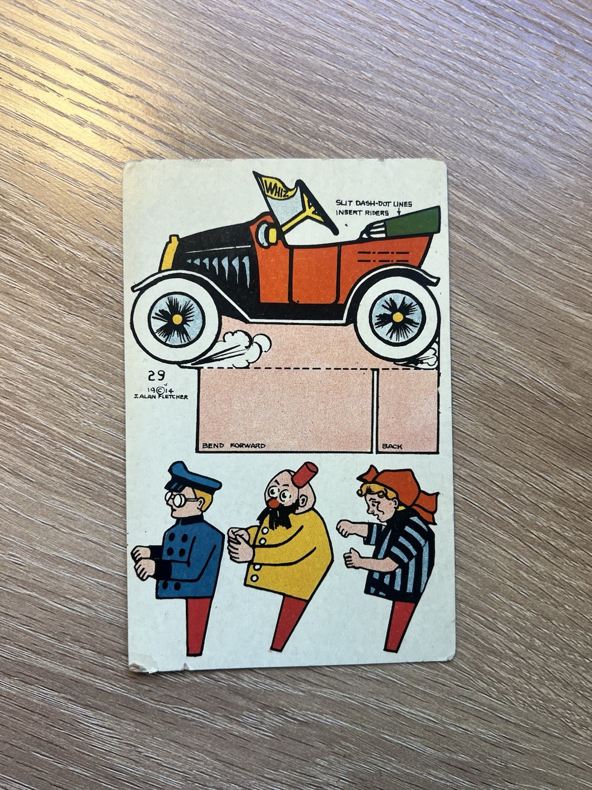 1914 J. Alan Fletcher Postcard #29 Cut Out Paper Toy Whiz Car