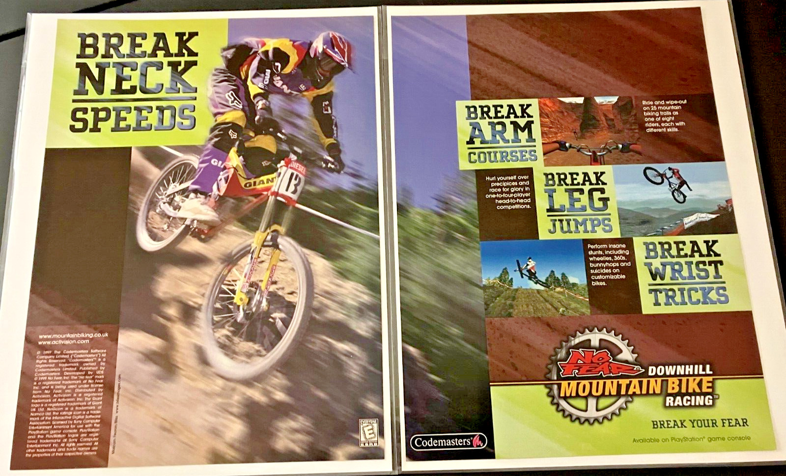 No Fear: Downhill Mountain Bike Racing - Vintage Gaming Print Ad / Wall Art