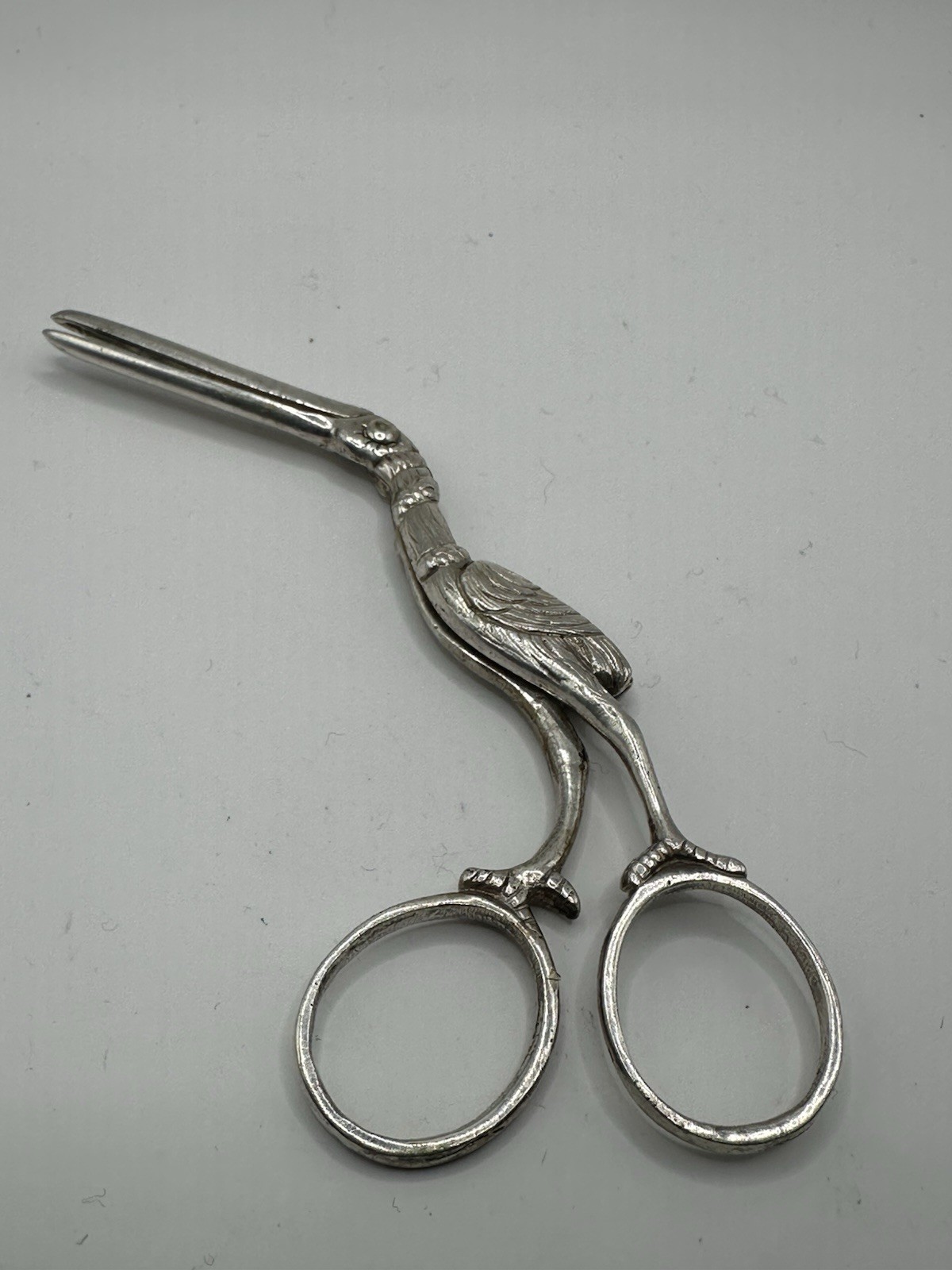 Antique Vintage Silver Stork Scissors for Sewing - 