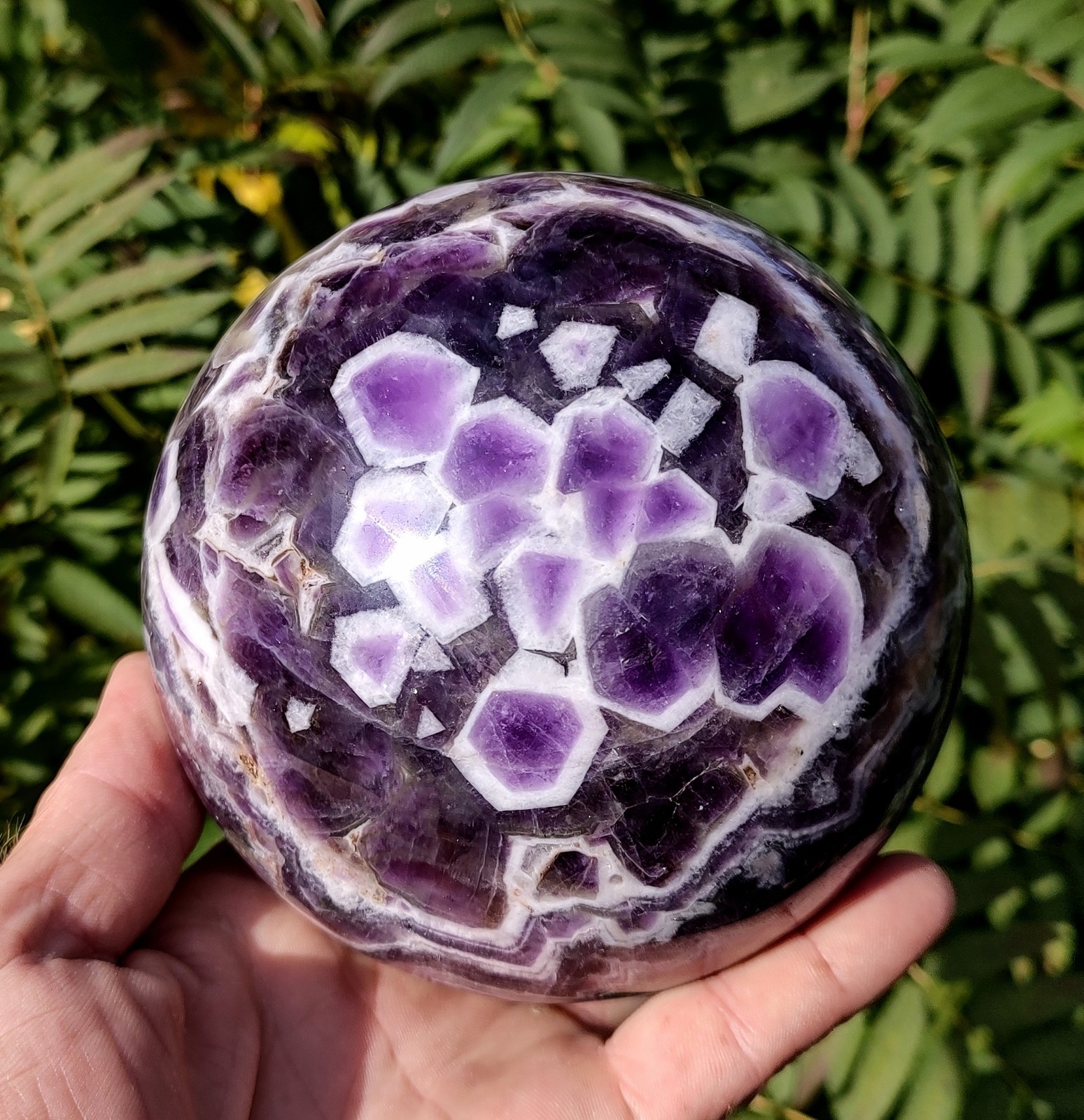 6lb 3.4oz Dream Amethyst Sphere, 128mm Outstanding Natural Lotus Pattern Sphere