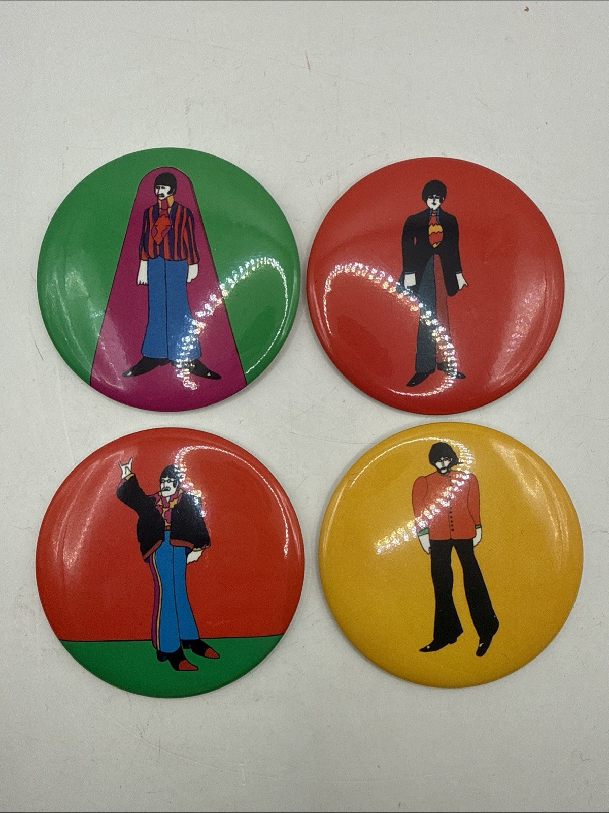 Vintage 1968 Set of 4 Beatles Yellow Submarine 3-1/2