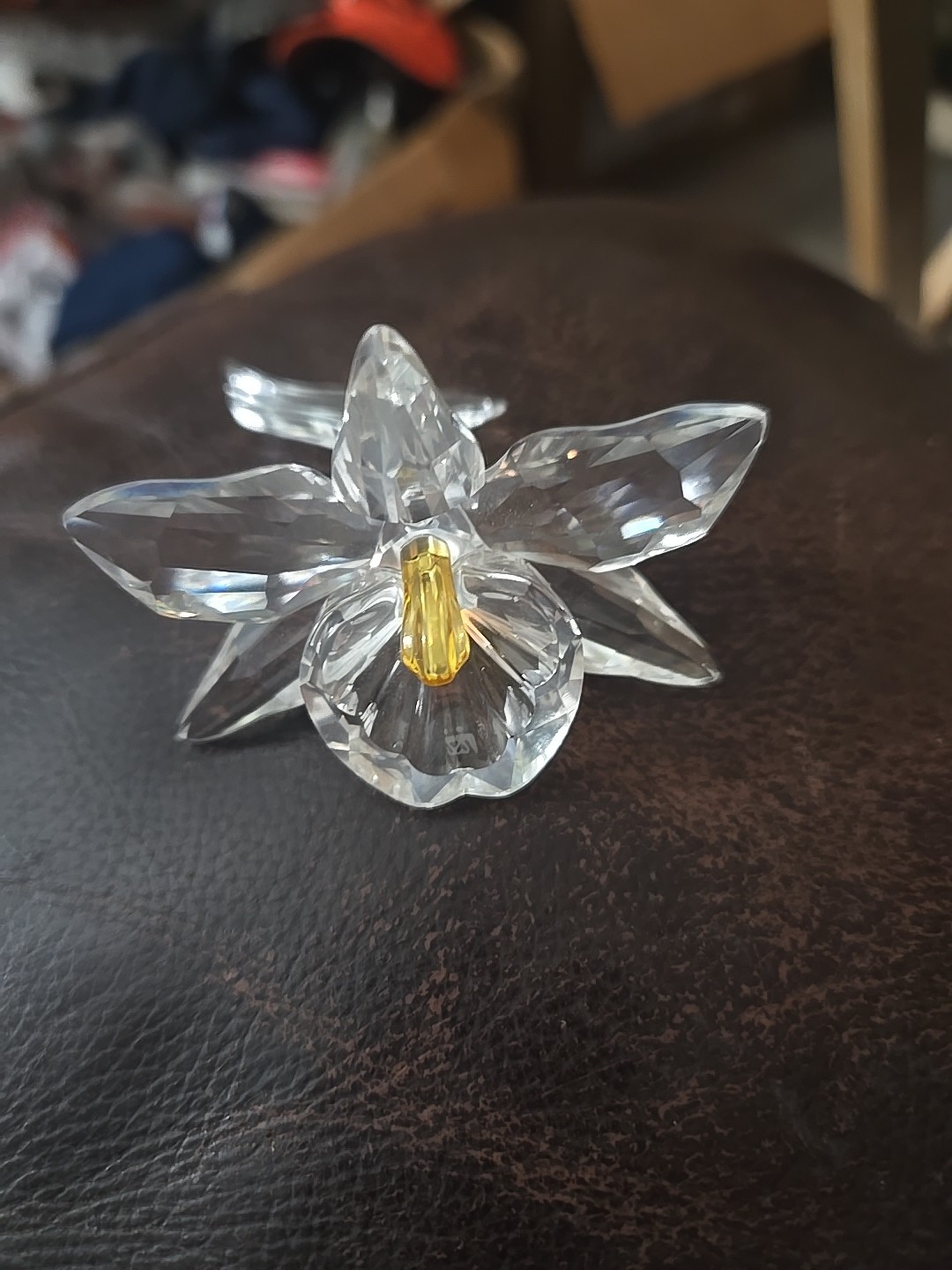 Swarovski Silver Crystal The Orchid Yellow Center Figurine without box