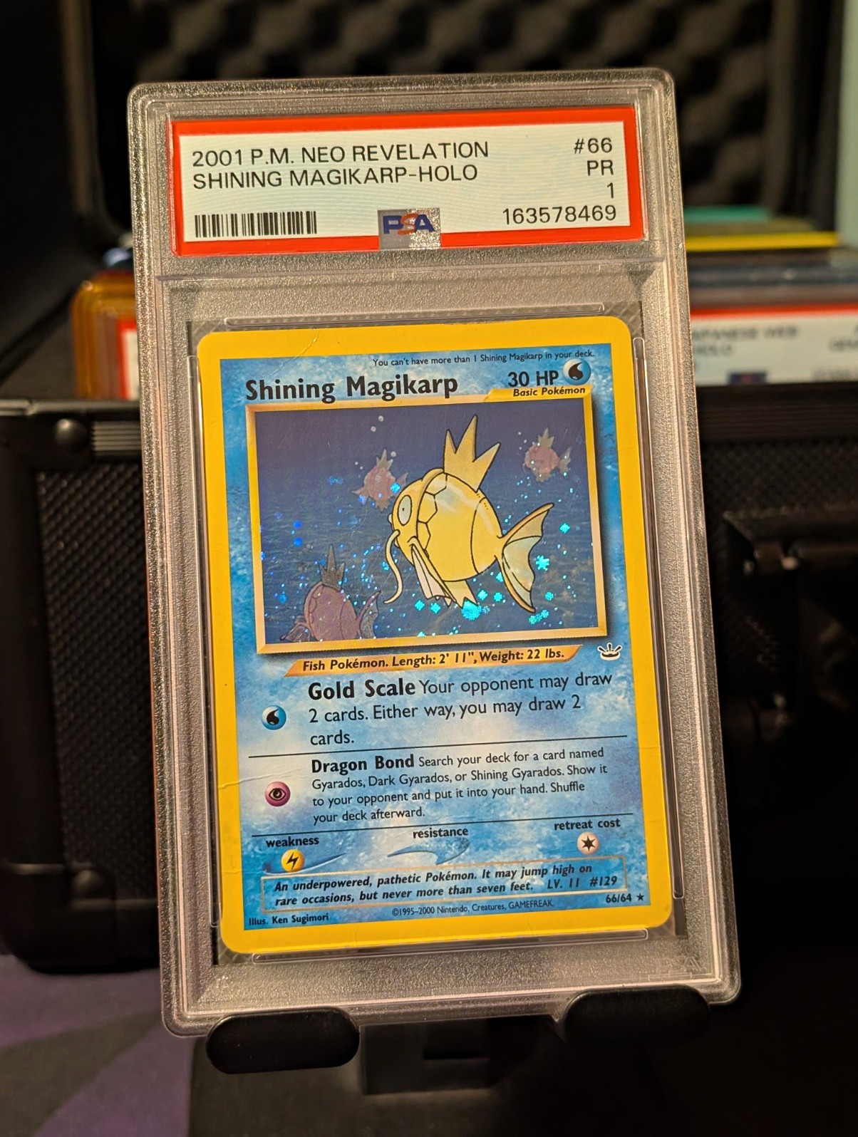 PSA 1 2001 Pokémon TCG Neo Revelation Shining Magikarp Holo #66/64 SWIRL