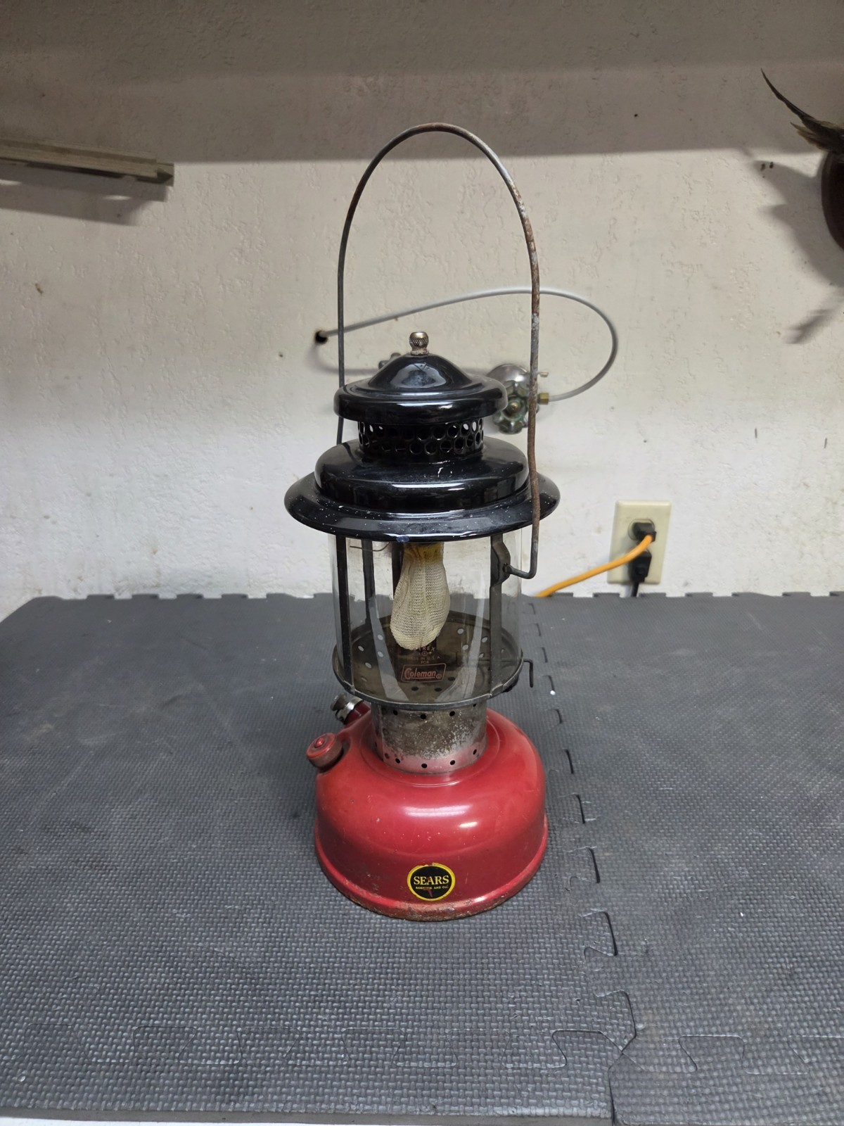 Vintage Sears Camping Lantern Red And Black AS IS UNTESTED Vintage Sears Camping Lantern Red And Black AS IS UNTESTED