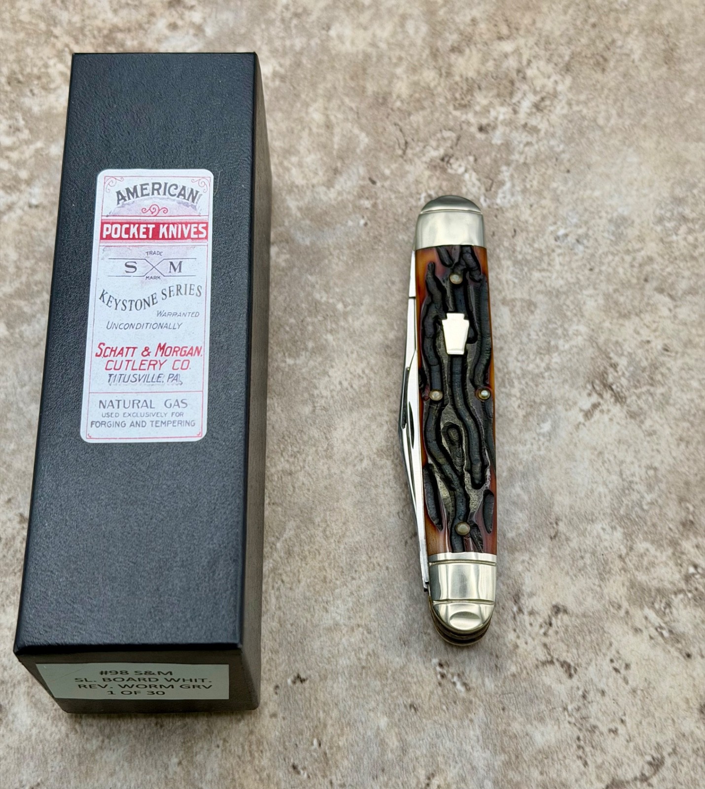 RARE Schatt & Morgan #98 Sleeveboard Whittler Reverse Worm Groove Bone 1 of 30 N RARE Schatt & Morgan #98 Sleeveboard Whittler Reverse Worm Groove Bone 1 of 30 N