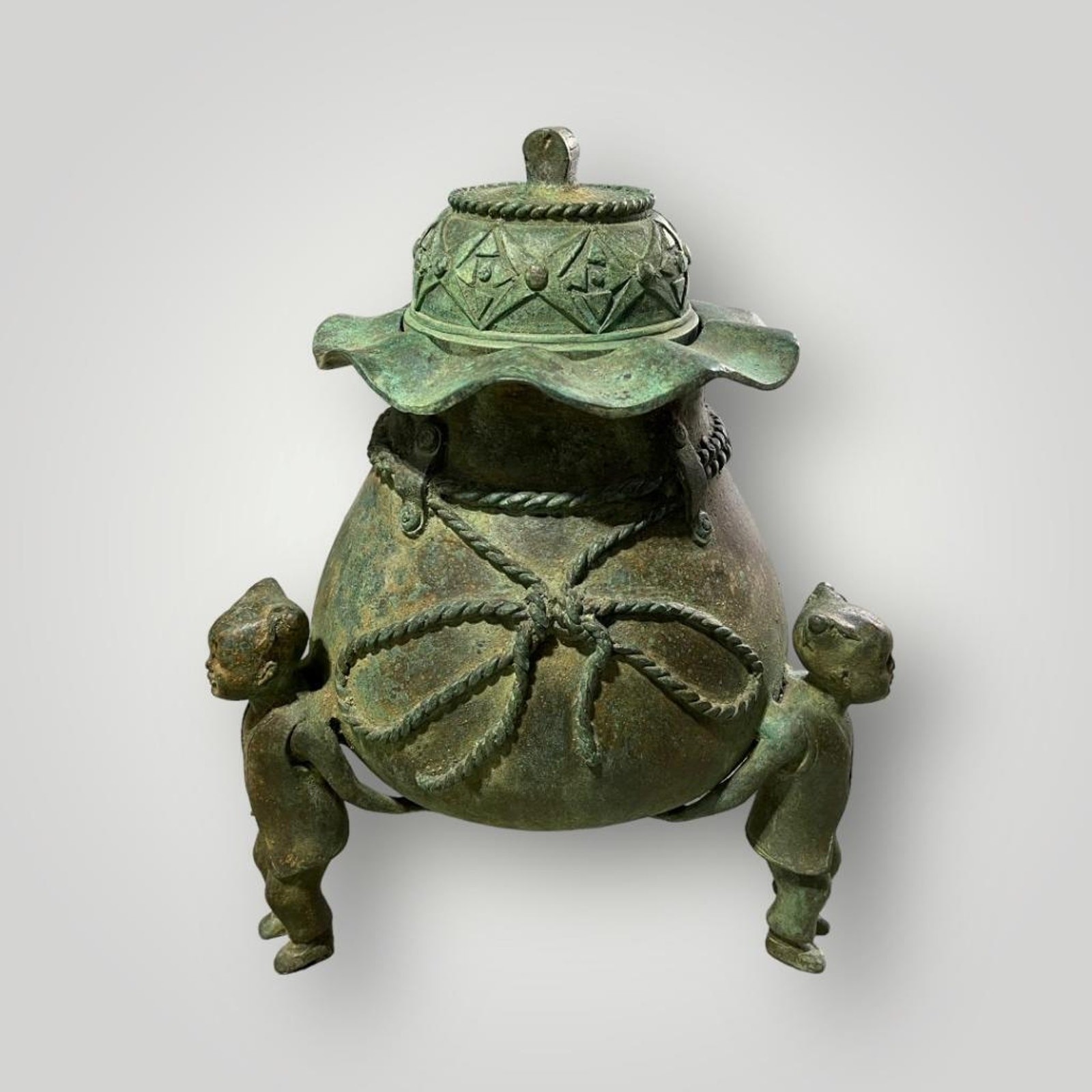 Antique Bronze Censer Incense Burner Lucky Money Frog Karako Chinese Asian