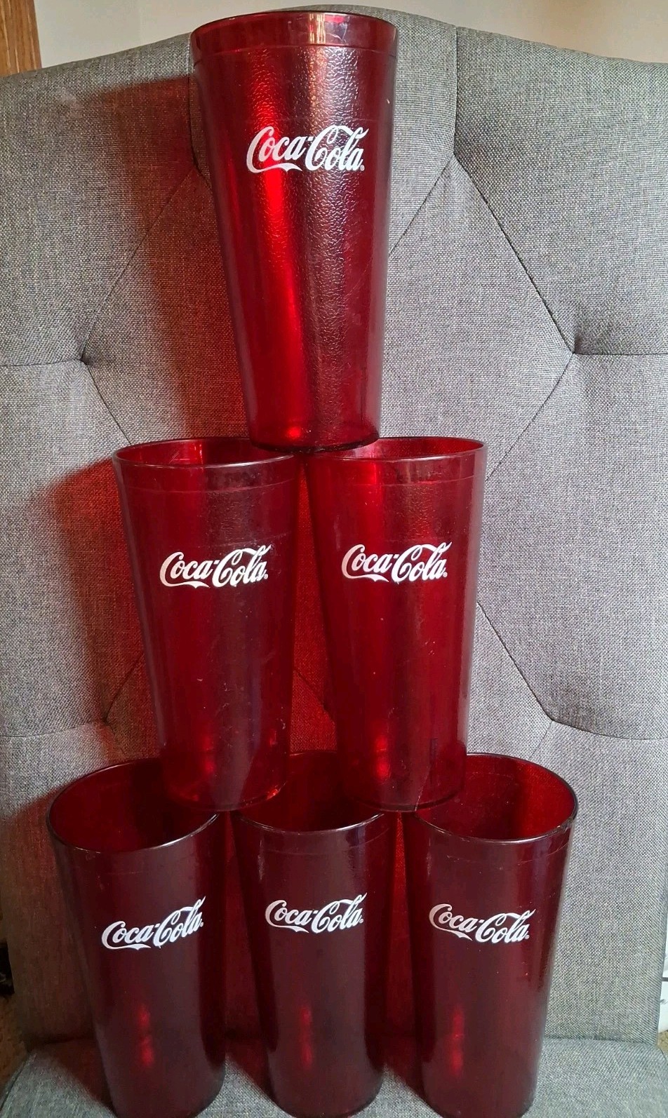 Vtg Carlisle Coca Cola Coke Red Cups Tumbler Restaurant 24 oz Plastic Lot Of 6