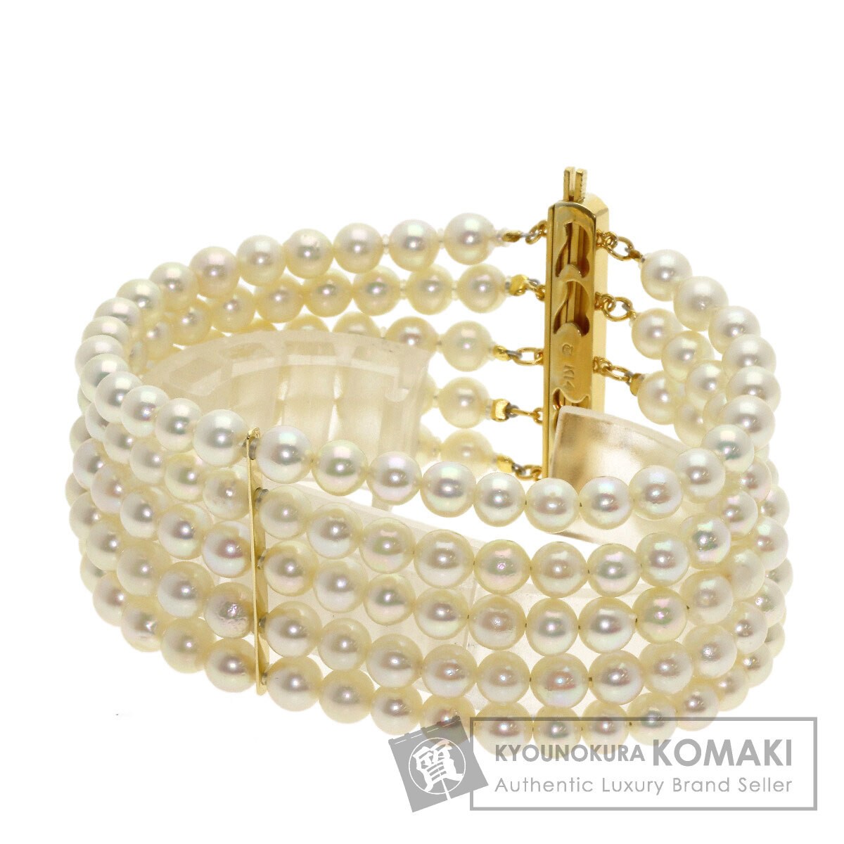 MIKIMOTO Mikimoto Pearl 5 Strand Bracelet K14 Yellow Gold Ladies Used MIKIMOTO Mikimoto Pearl 5 Strand Bracelet K14 Yellow Gold Ladies Used