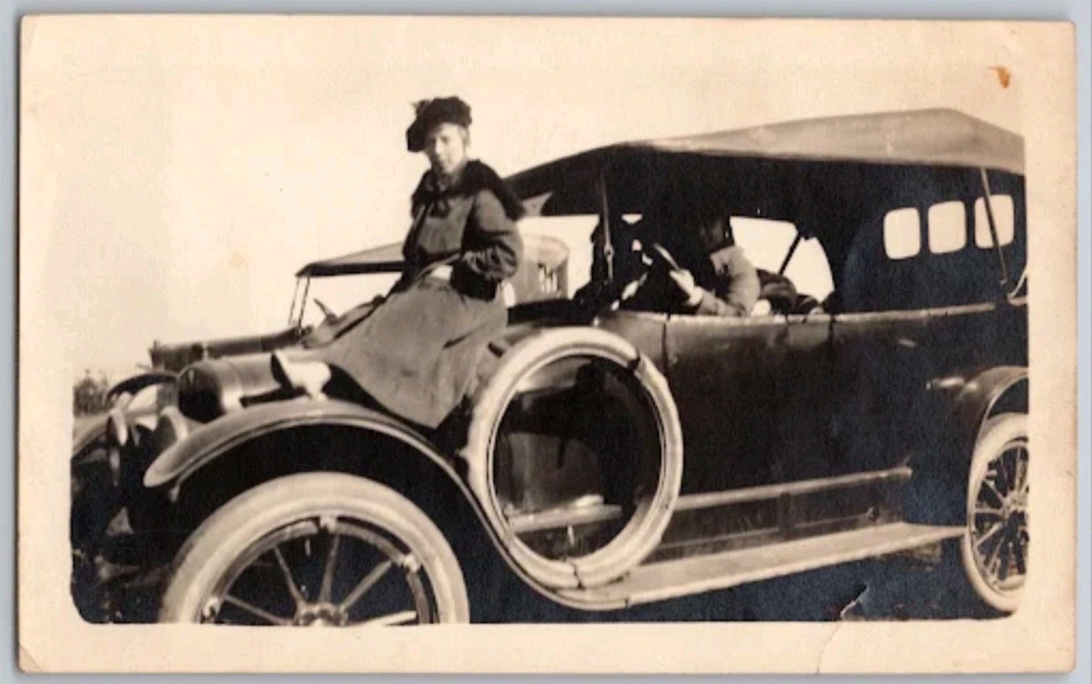 Antique 1910s 1920s Touring Car Woman Vintage Automobile Original Photo