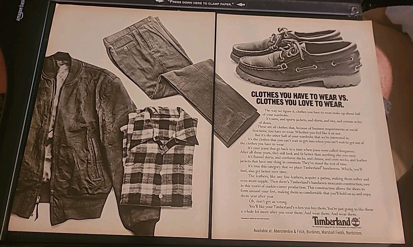 Timberland Clothing Print Ad 1983 16x11 Vintage
