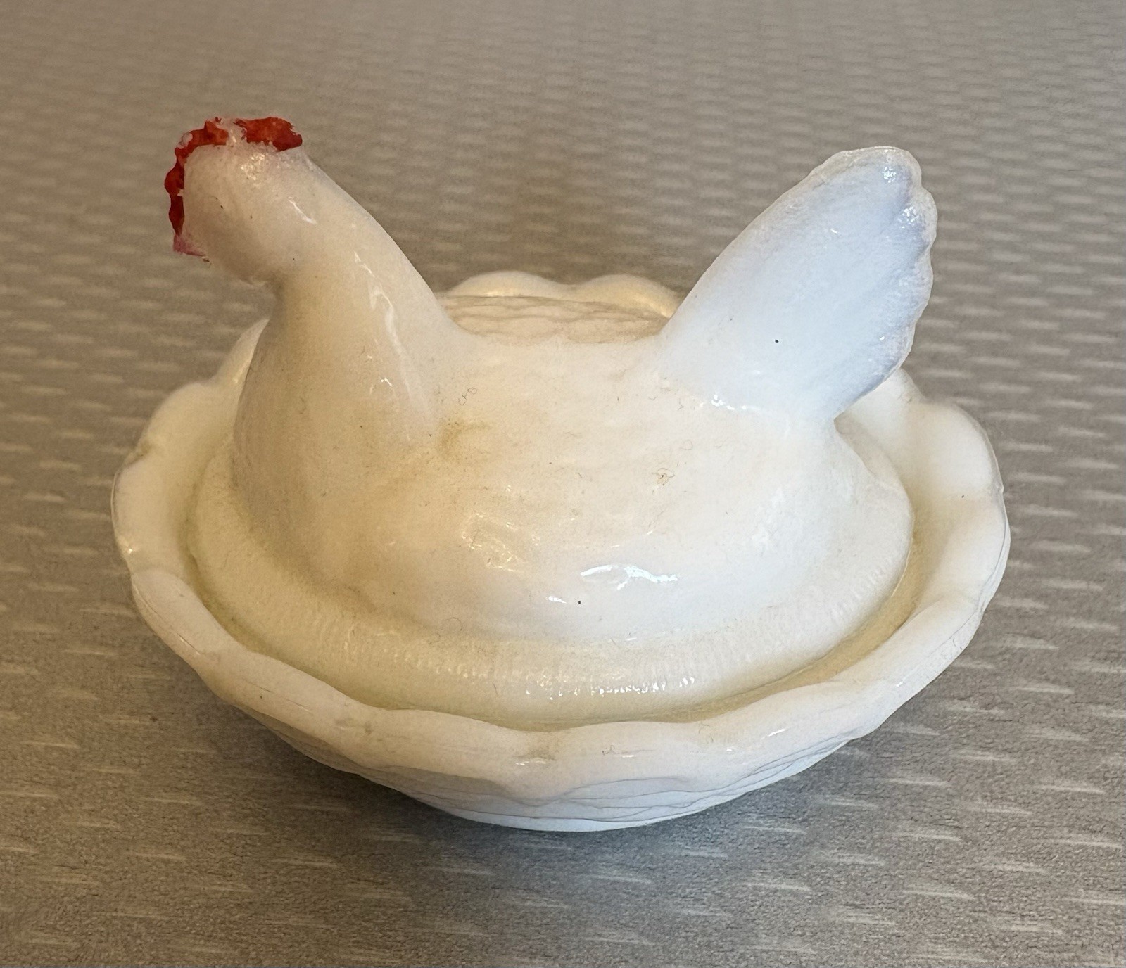Westmoreland Miniature Hen on Nest Vintage Salt Dip Milk Glass Red Comb 2.5\