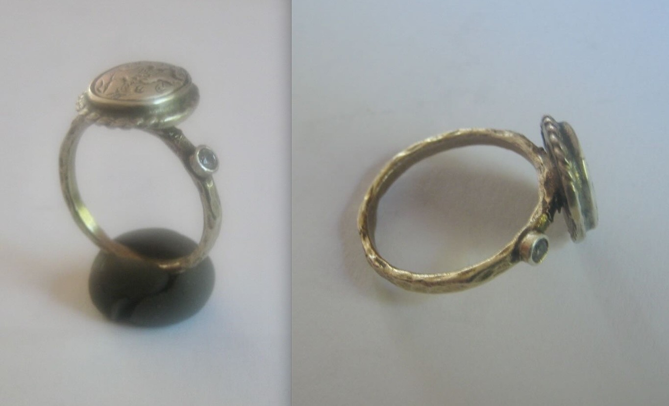 Authentic Antique 16/-17th Century Silver Signet Ring Gold Gilt Fine Artifact