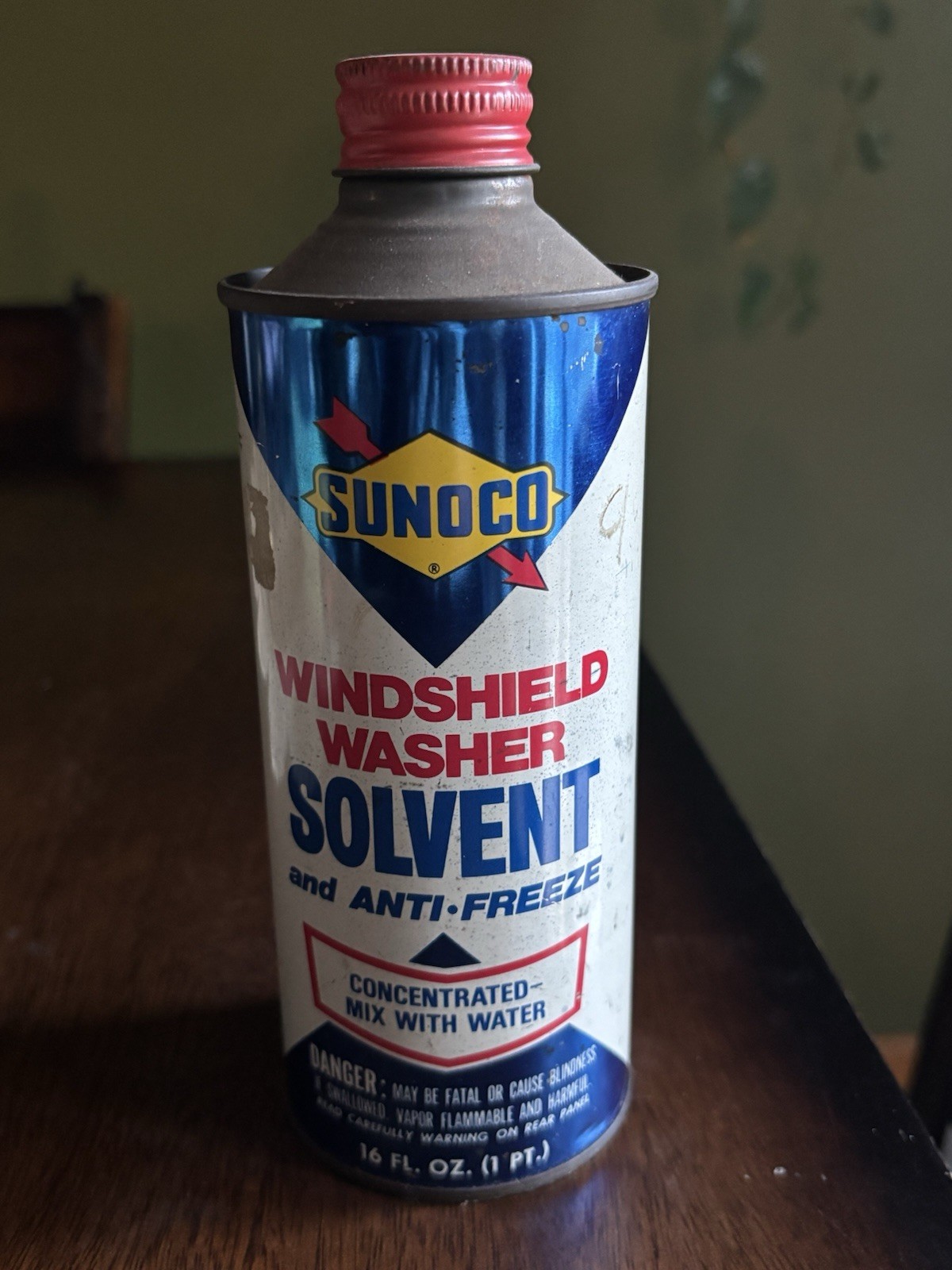 Vintage 16 Oz Sunoco Motor Oil Washer Solvent Anti Freeze Tin Can Unopened