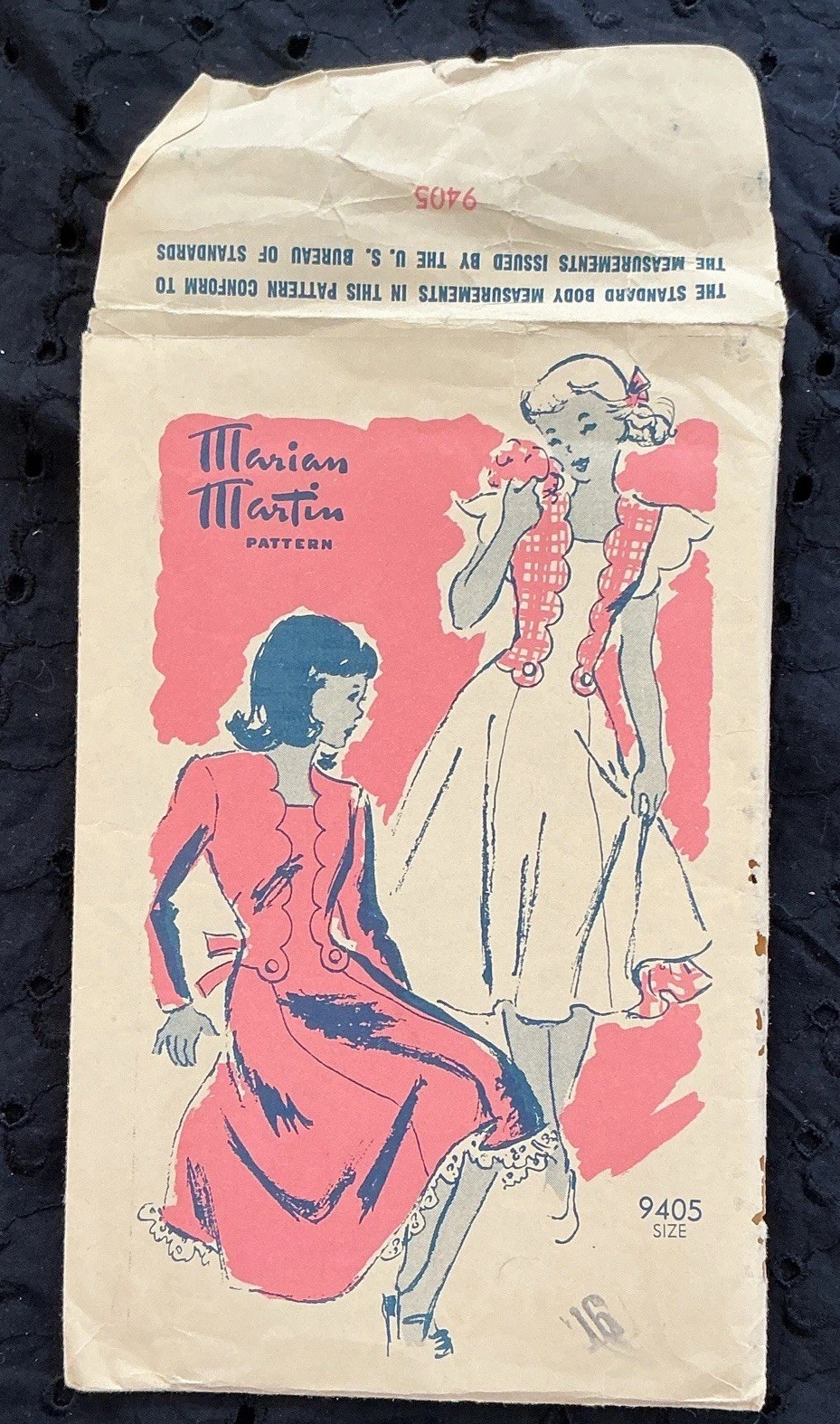 Vintage Marion Martin 9405 Sewing Pattern Sz 16 1940s Ruffle Dress Mail Order Vintage Marion Martin 9405 Sewing Pattern Sz 16 1940s Ruffle Dress Mail Order