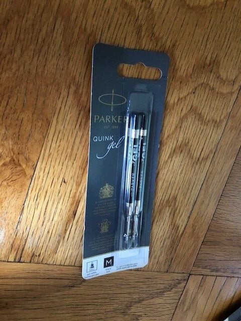 NEW 2 Parker Quink Gel Refills, Black Ink, Medium point SEALED NEW 2 Parker Quink Gel Refills, Black Ink, Medium point SEALED