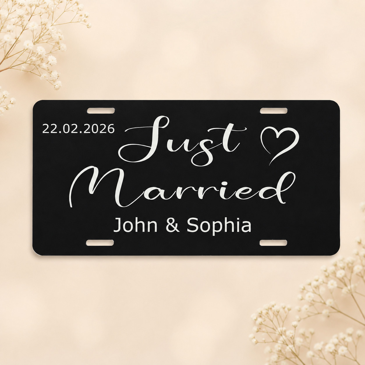 Personalized Just Married License Plate, Custom Wedding Car Sign, Aluminum Decor Personalized Just Married License Plate, Custom Wedding Car Sign, Aluminum Decor