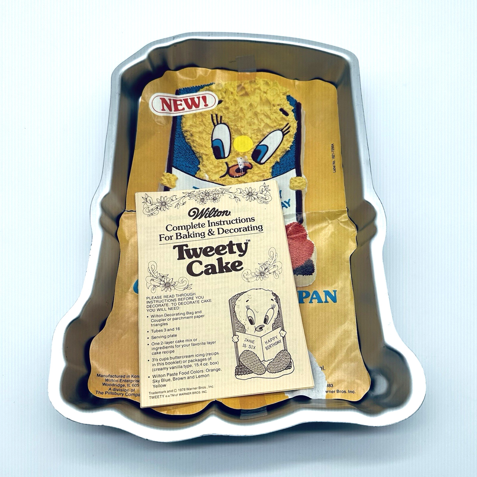Vintage 1979 Wilton Looney Tunes Tweety Bird Aluminum Cake Pan Birthday Retro