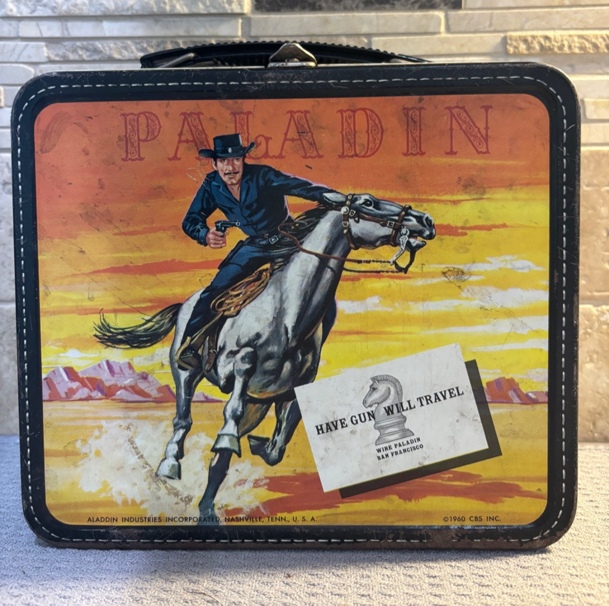 Vintage 1960 Aladdin HAVE GUN WILL TRAVEL Paladin Metal Lunch Box - Western TV