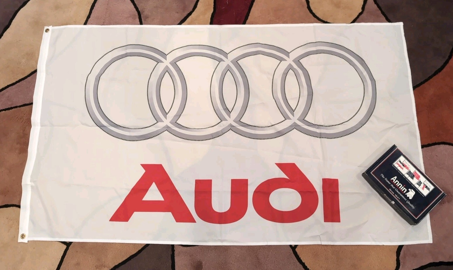 Annin Flagmakers 3 ft X 5 ft Polyester Audi Logo Flag Grommets White Red Gray