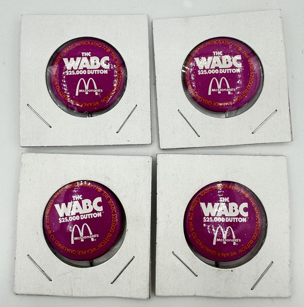 4 The WABC Music Radio 770 AM $25,000 Button Contest McDonald’s Pinback Buttons