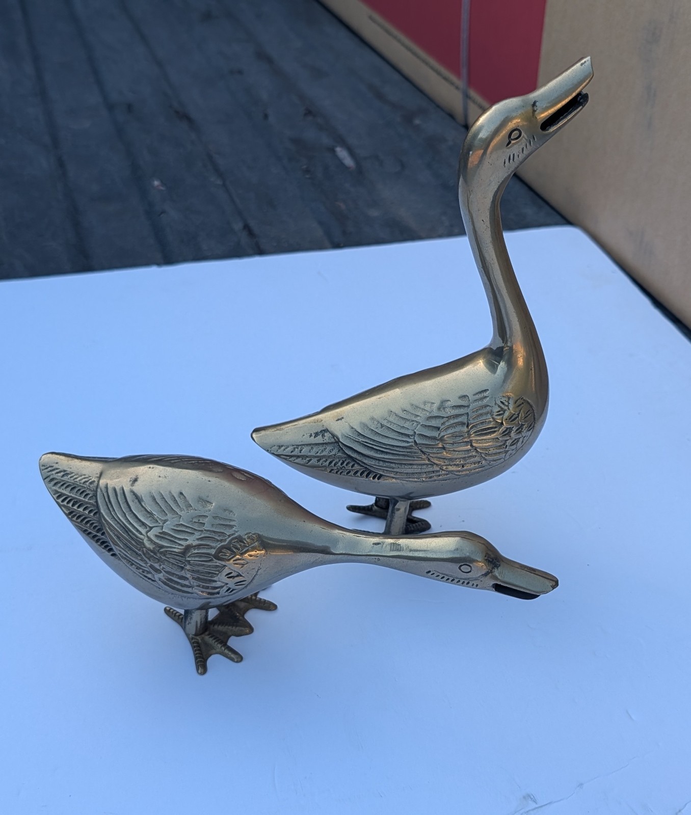 Vtg Solid Brass Geese Figurines Pair ☆SANE DAY SHIPPING☆ Vtg Solid Brass Geese Figurines Pair ☆SANE DAY SHIPPING☆