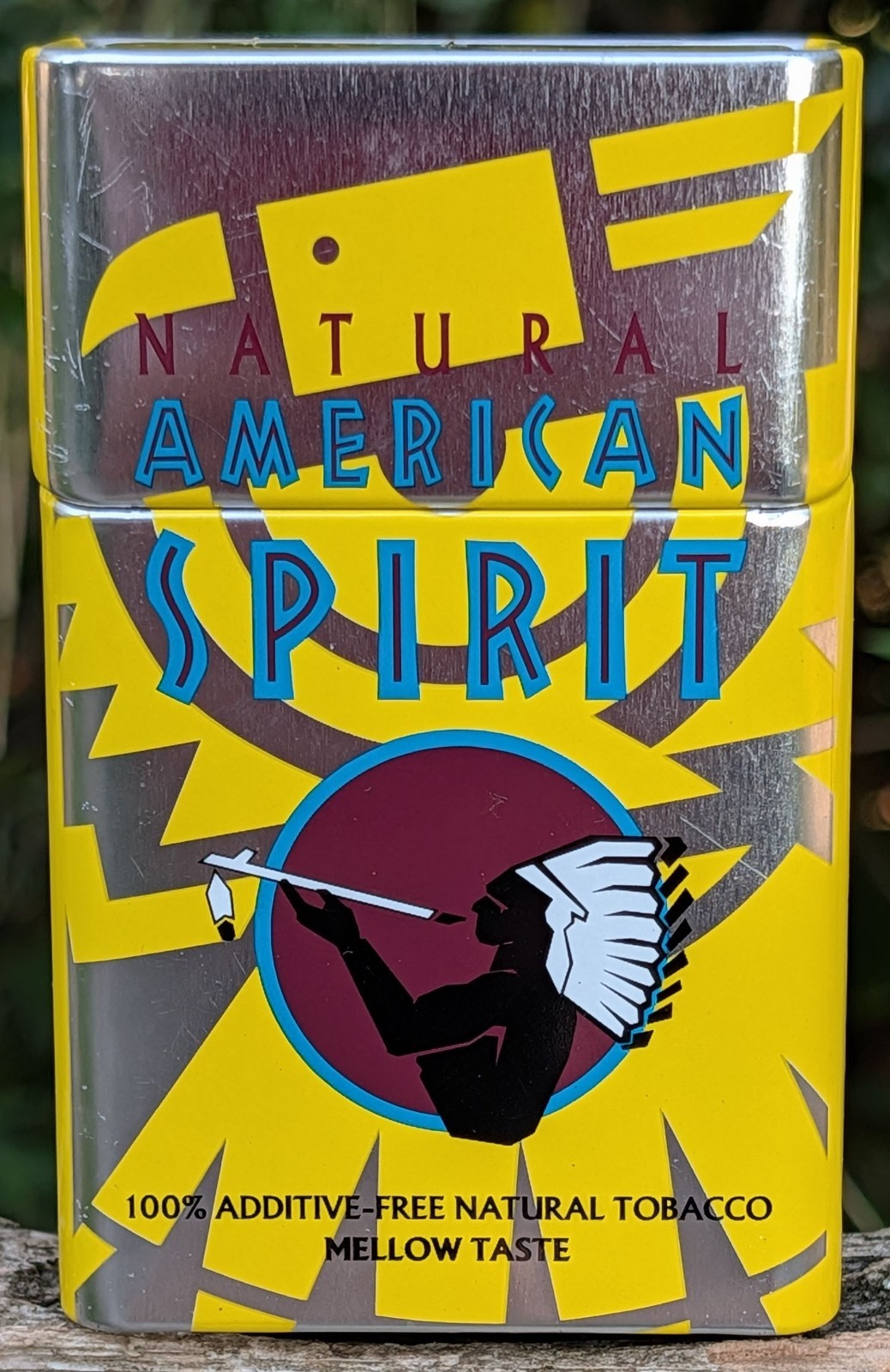 Vtg Natural American Spirit Tobacco Pocket Tin Case Yellow Lights Empty GC Vtg Natural American Spirit Tobacco Pocket Tin Case Yellow Lights Empty GC