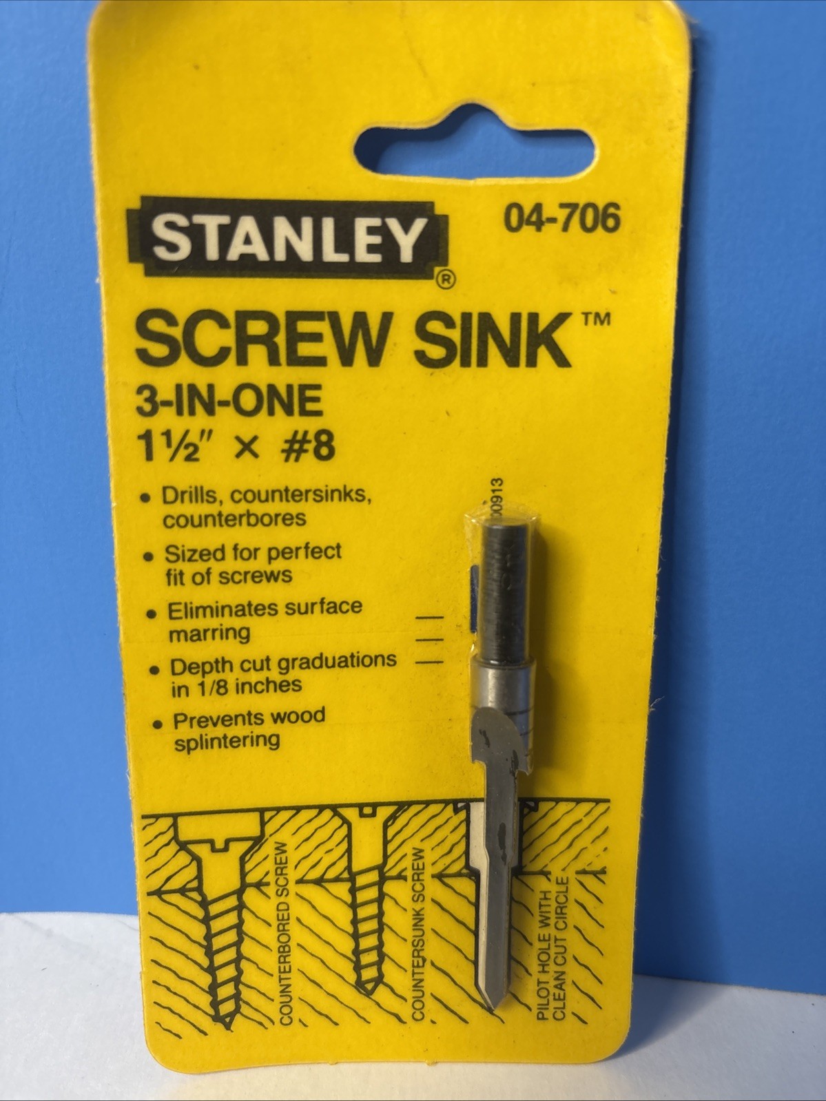VTG 1986 Stanley Screw Sink 3-In-One 04-706 1-1/2\