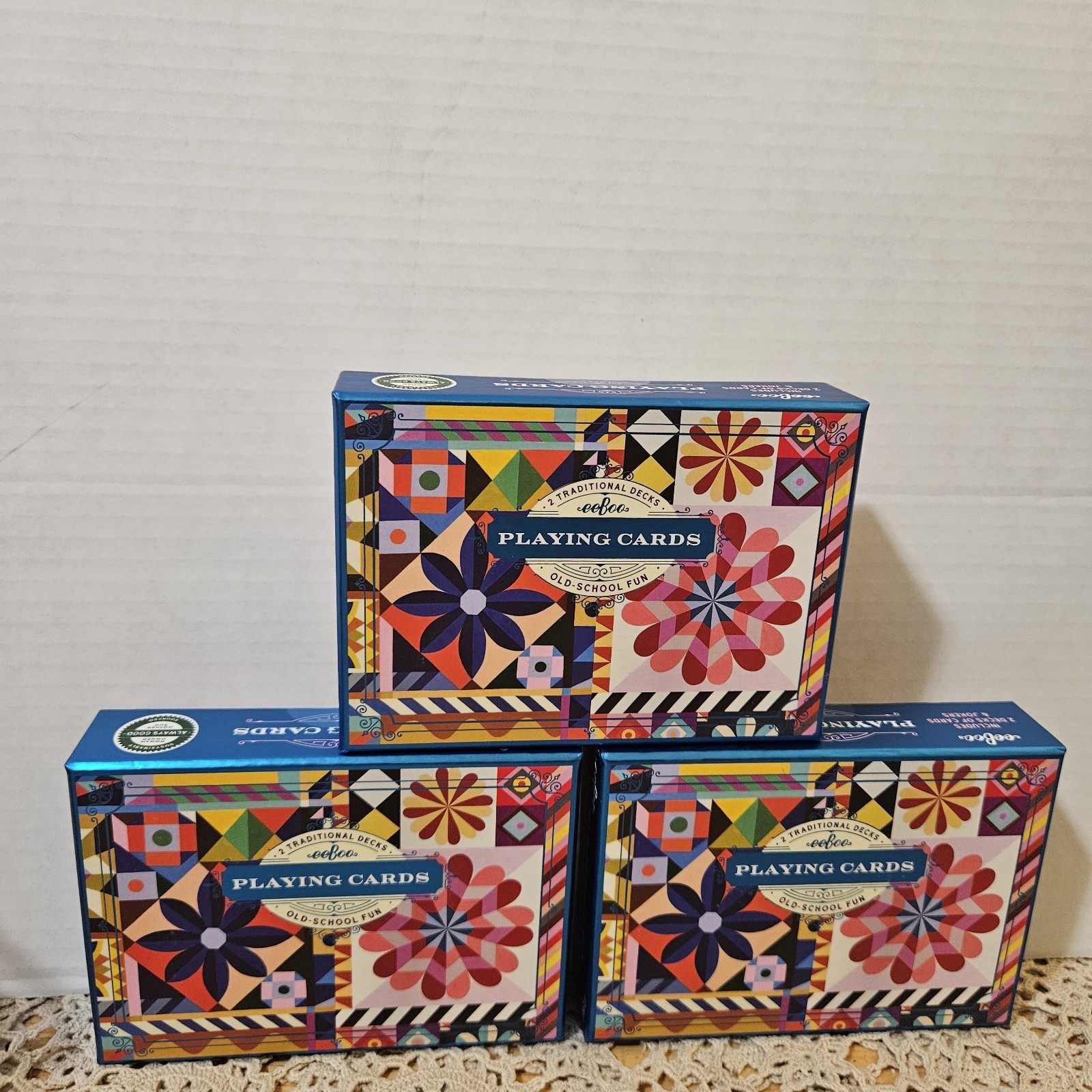 LOT 3 eeBoo Sunshine Garden Playing Cards 6 Decks Gilded Edges New Sealed