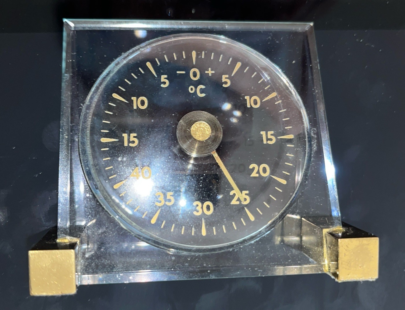 Vtg MCM GES GESCH GERMANY Table Thermometer Celsius Temp Metal/Glass EUC-WORKS