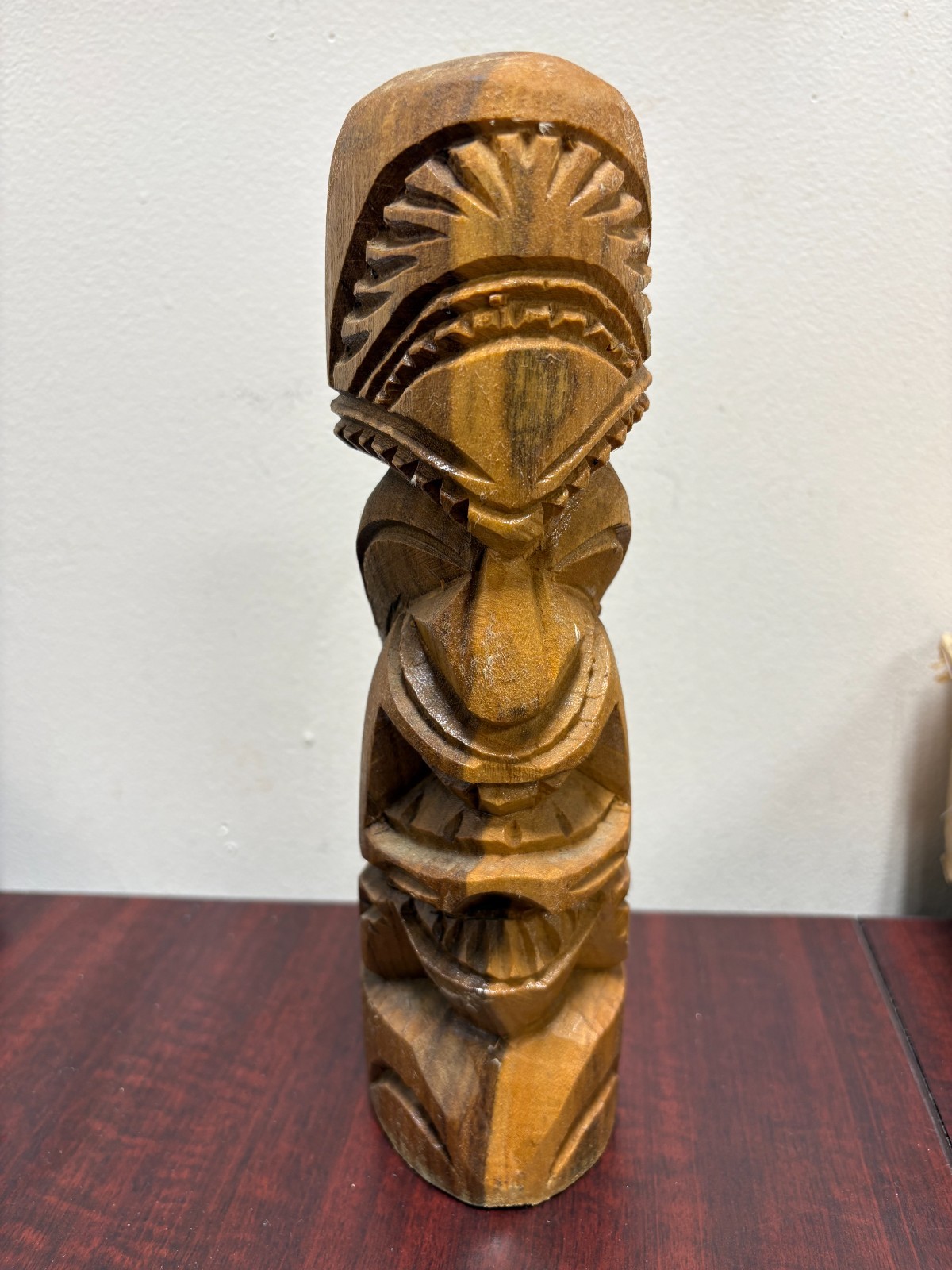 Vintage 60s Hand Carved Wood Hawaiian Tiki Statue Souvenir Mid Century Decor
