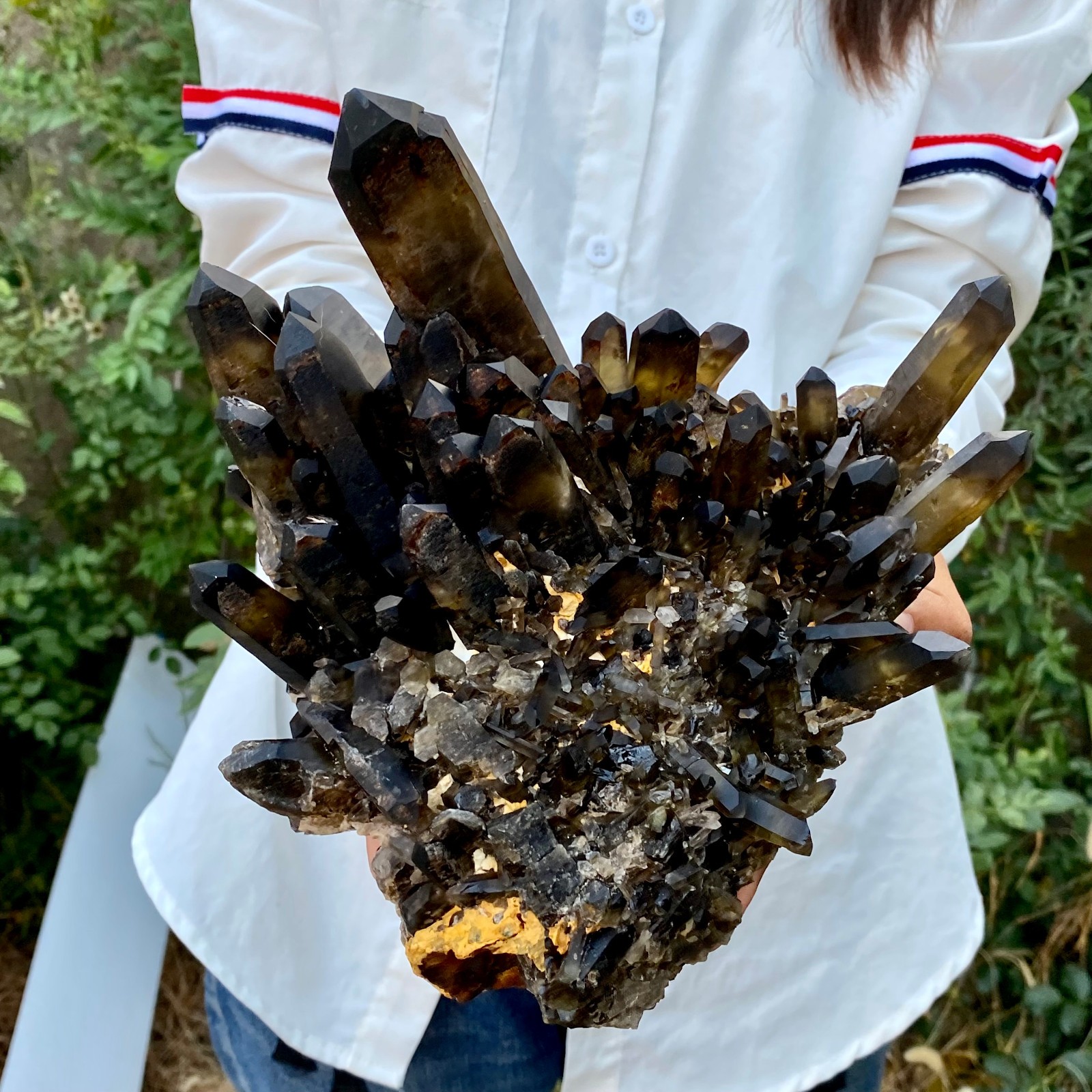 6.6LB New Black Phantom Quartz Crystal Cluster Mineral Specimen Spiritual The
