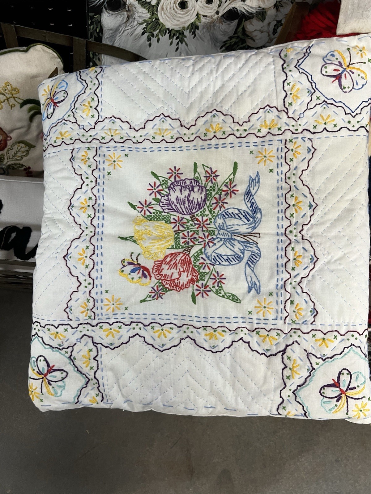 Antique/vintage Embroidered Pillow Antique/vintage Embroidered Pillow