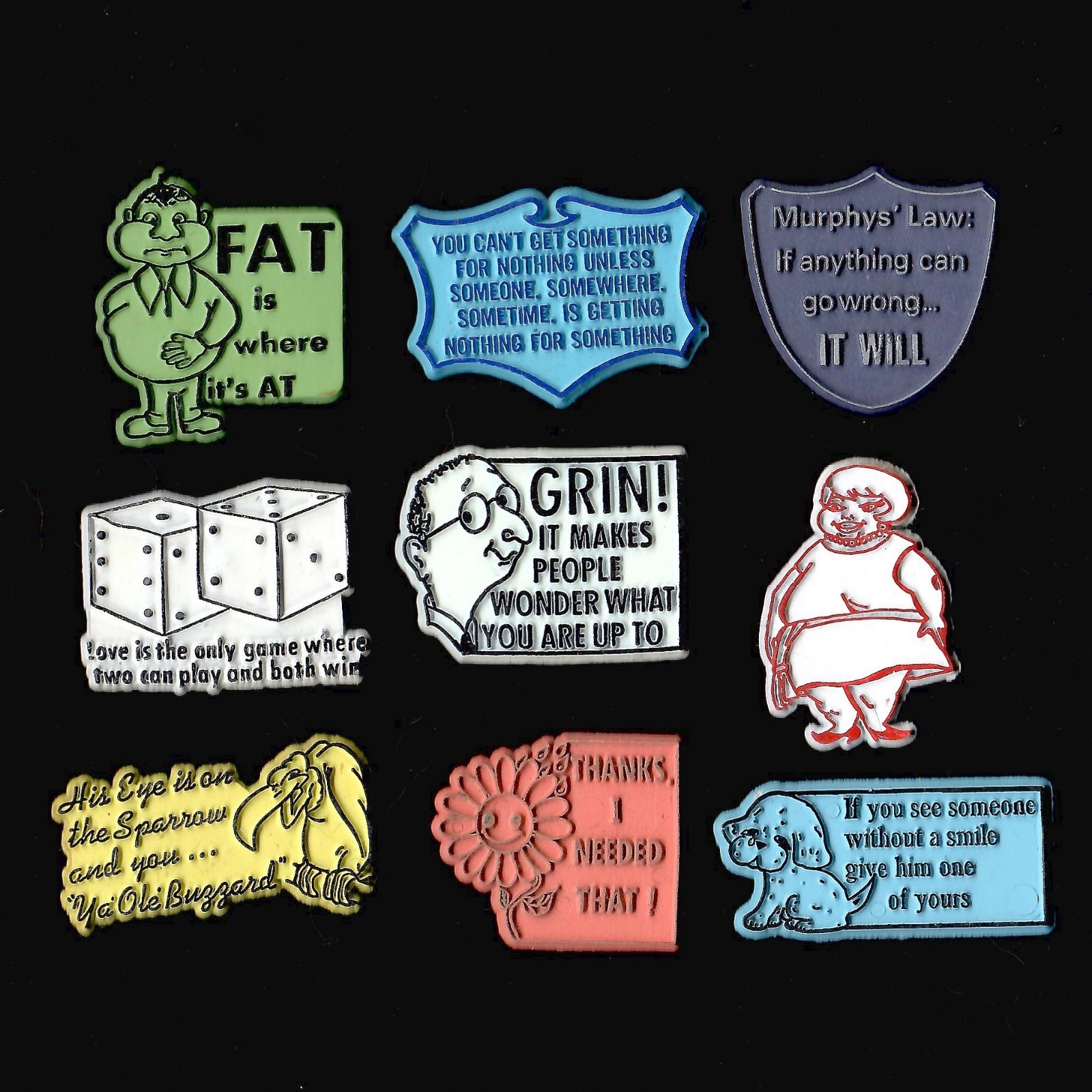 9x Lot Vtg Novelty Magnet Rubber Flexible Fridge \'70s