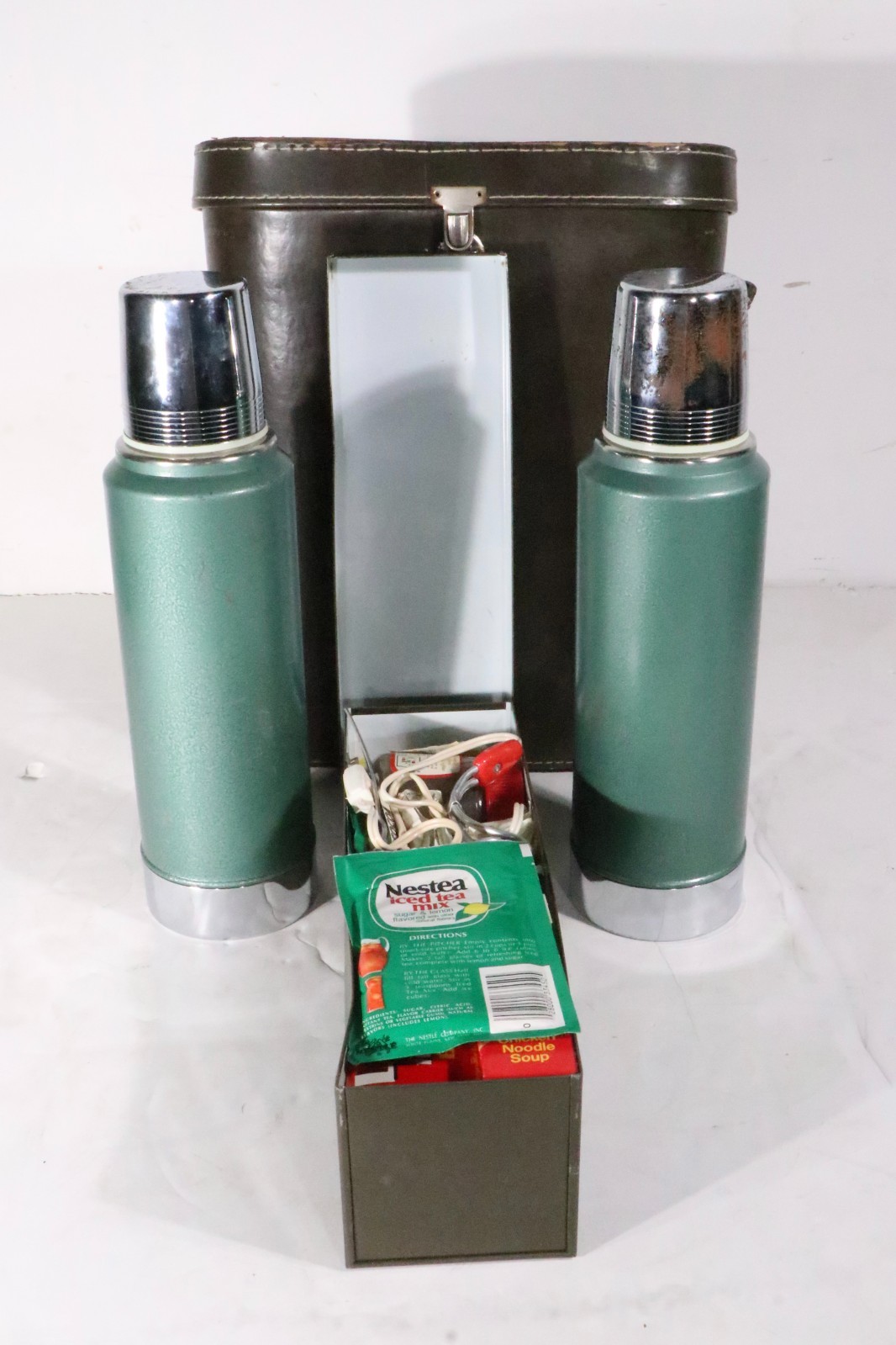 Vintage 1970's Aladdin Double A944B Stanley Thermos Picnic Set W/Case