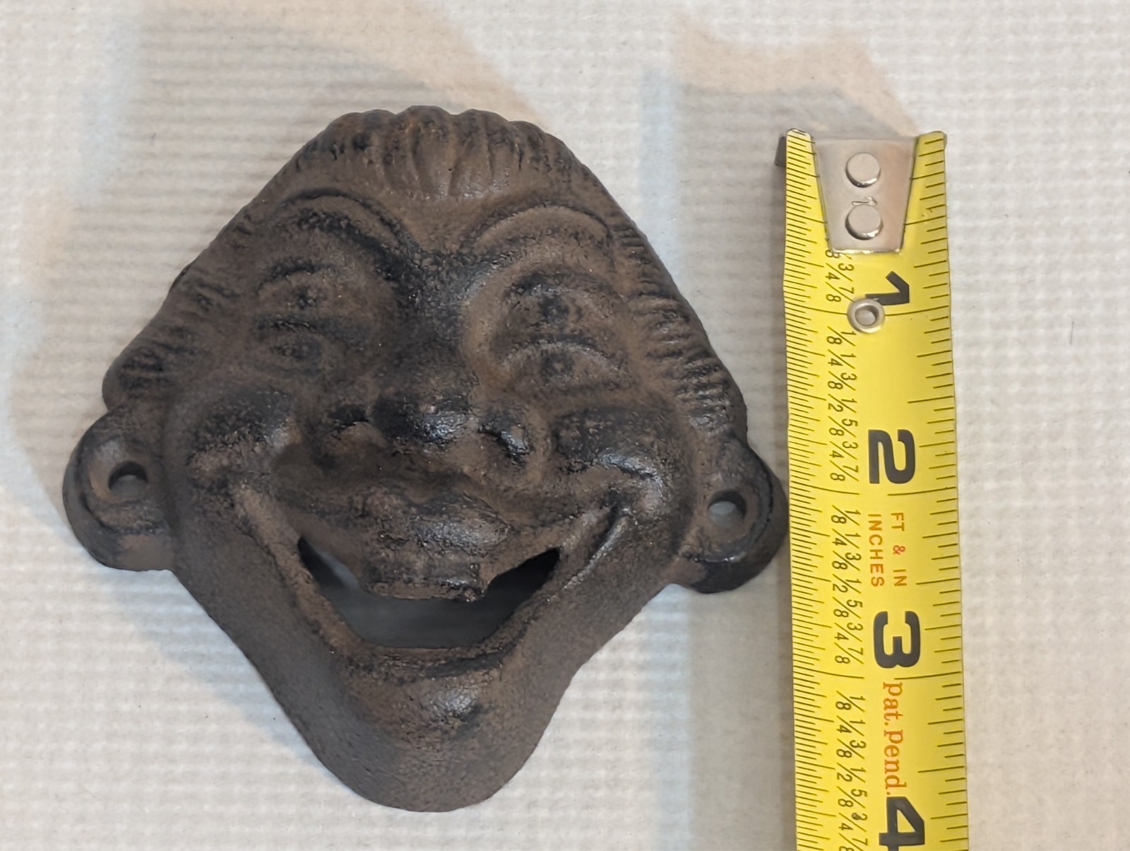 4-Eyed Lady Cast Iron Bottle Opener Wall Mounted With Painted Antique Patina VG+ 4-Eyed Lady Cast Iron Bottle Opener Wall Mounted With Painted Antique Patina VG+