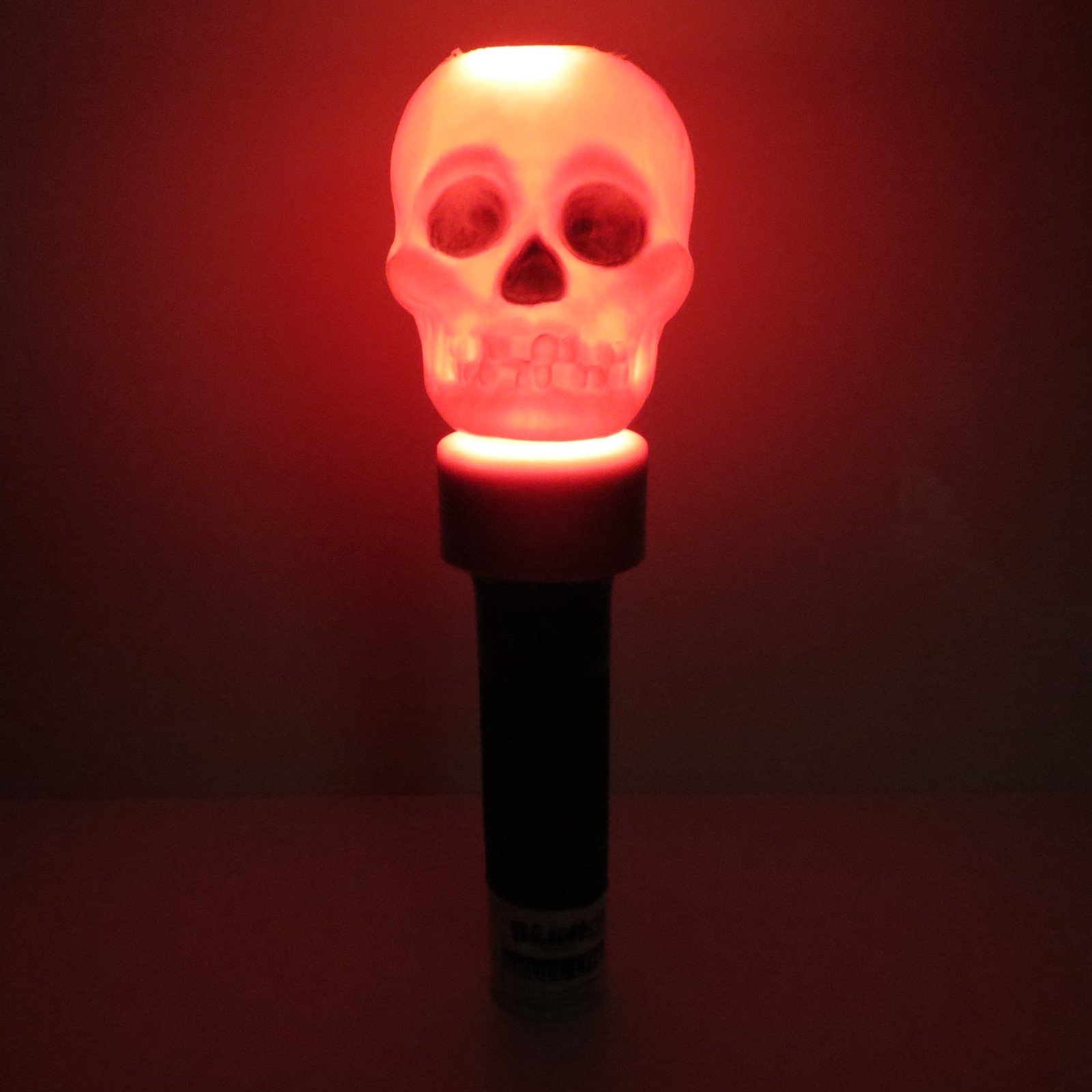 Vintage Red BLINKY Skull Lite Halloween Blow Mold Flashlight