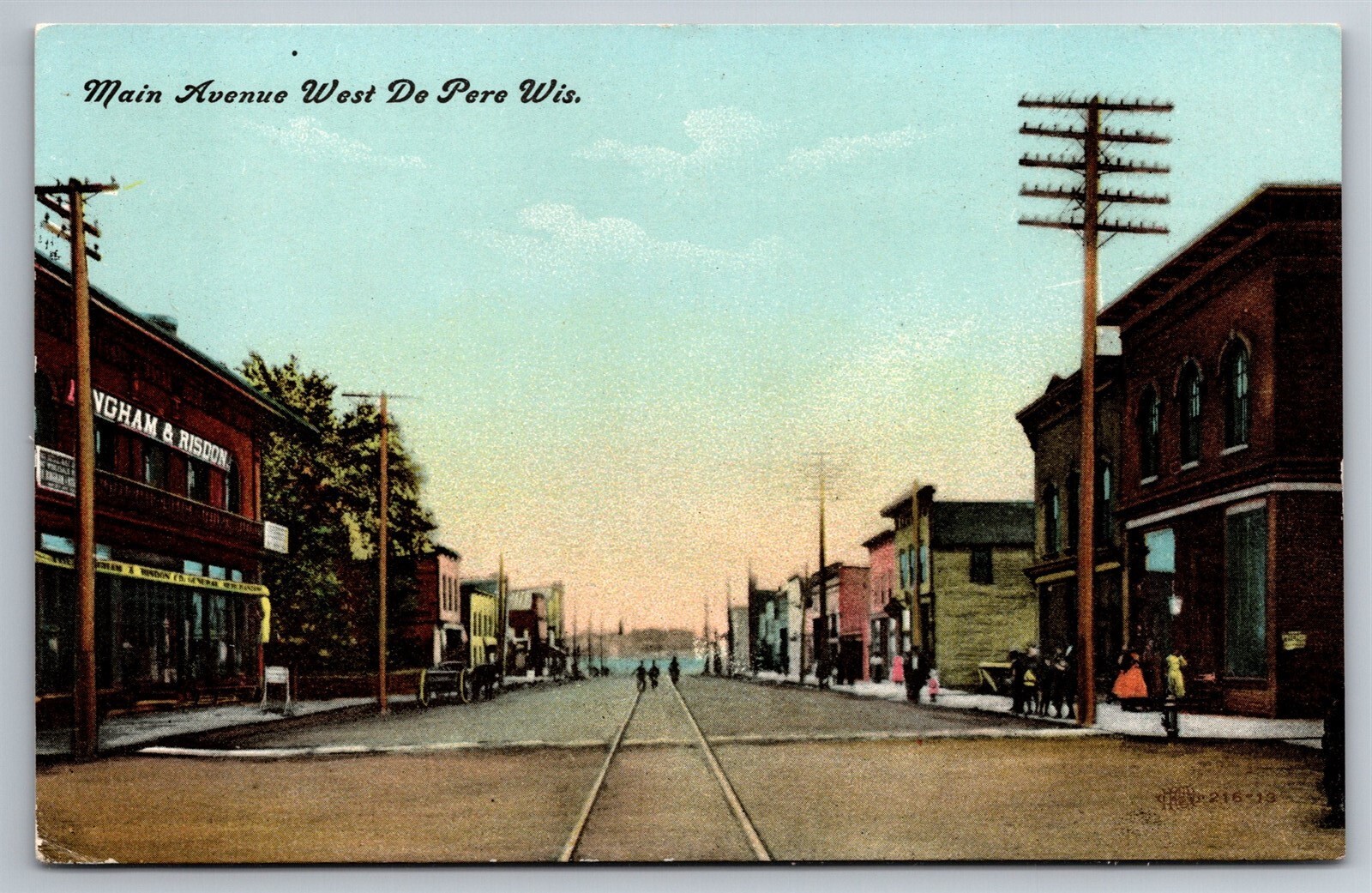 Main Avenue West De Pere WI Trolley Track POV C1910s Postcard V24