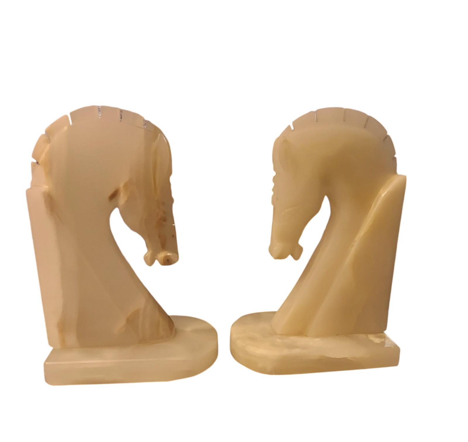 Vintage Pair Of Marble Stone Bookends Horse Head Sculpt Figuring Rate 8 Vintage Pair Of Marble Stone Bookends Horse Head Sculpt Figuring Rate 8